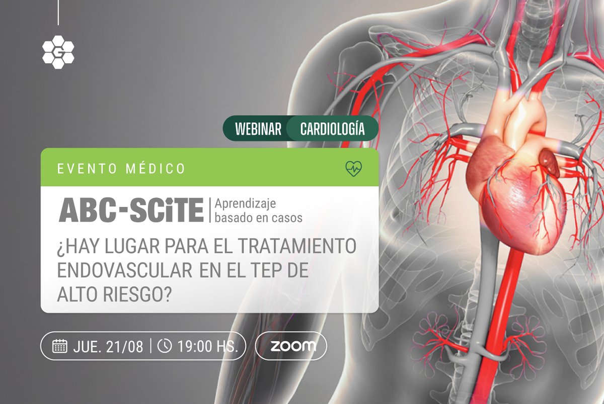 Grupo_Gamma's tweet image. 📢#NuevoWebinar | ABC SCITE: ¿Hay lugar para el tratamiento endovascular en el #tromboembolismopulmonar (TEP) de alto riesgo? 

🗓️21/08.-
⏰De 19 a 20 h
💻Por Zoom

Inscribite ahora👉bit.ly/4miCU5K

#EventosMédicos #EquipoGamma #CardiologíaIntervencionista