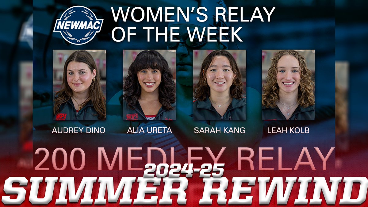 WPI Athletics (@wpiathletics) on Twitter photo โฎ๏ธSUMMER REWINDโฎ๏ธ
The quartet of Audrey Dino, Alia Ureta, Sarah Kang & Leah Kolb earned NEWMAC Relay of the Week honors โ the first <a href="/WPISwimDive/">WPI Swim Dive</a> Women's Relay award since 2021! ๐โโ๏ธ๐ฅ
Rewind below! โคต๏ธ
๐ฐ-tinyurl.com/nszubt28
๐โโ๏ธx๐
#GoatNation #d3sd โฎ๏ธSUMMER REWINDโฎ๏ธ
The quartet of Audrey Dino, Alia Ureta, Sarah Kang & Leah Kolb earned NEWMAC Relay of the Week honors โ the first <a href="/WPISwimDive/">WPI Swim Dive</a> Women's Relay award since 2021! ๐โโ๏ธ๐ฅ
Rewind below! โคต๏ธ
๐ฐ-tinyurl.com/nszubt28
๐โโ๏ธx๐
#GoatNation #d3sd