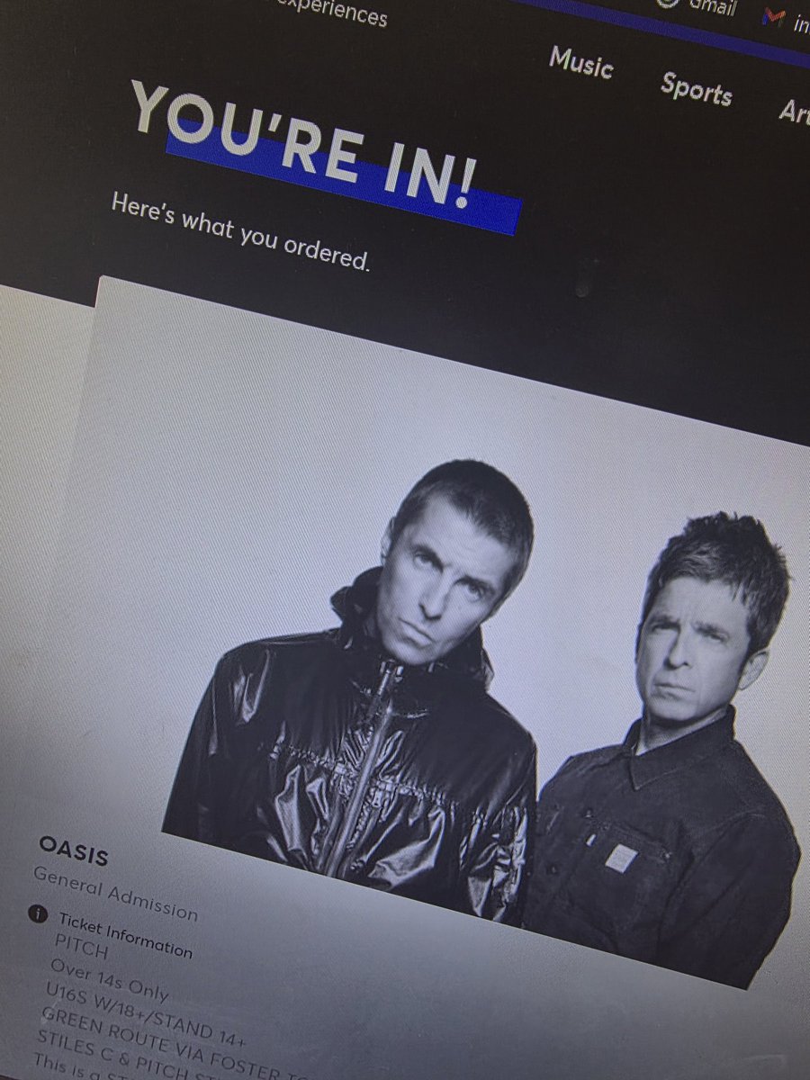 Can't believe my eyes. God bless <a href="/oasis/">Oasis</a> holding a few production tickets back for us mere mortals