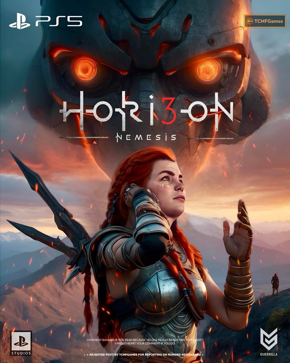 TCMF2's tweet photo. Horizon 3 | PS5
⠀ ⠀ ⠀ ⠀ ⠀ ⠀ ⠀ ⠀ ⠀ ⠀ ⠀ ⠀ ⠀ ⠀ ⠀ ⠀ ⠀ ⠀ ⠀ ⠀
+ Currently in development
+ Guerilla Games stated work on the next Aloy adventure is underway
+ Set to potentially launch in 2027
+ Could be a cross gen title with PS5/PS6 launch
+ The story looks set to focus around Nemesis as teased by the second game
⠀ ⠀ ⠀ ⠀ ⠀ ⠀ ⠀ ⠀ ⠀ ⠀ ⠀ ⠀ ⠀ ⠀ ⠀ ⠀ ⠀ ⠀ ⠀ ⠀
Horizon the Online Game is set next to release before Horizon 3 according to Jason Schreier
- PS5 Pro | PS5Themes | Playstation