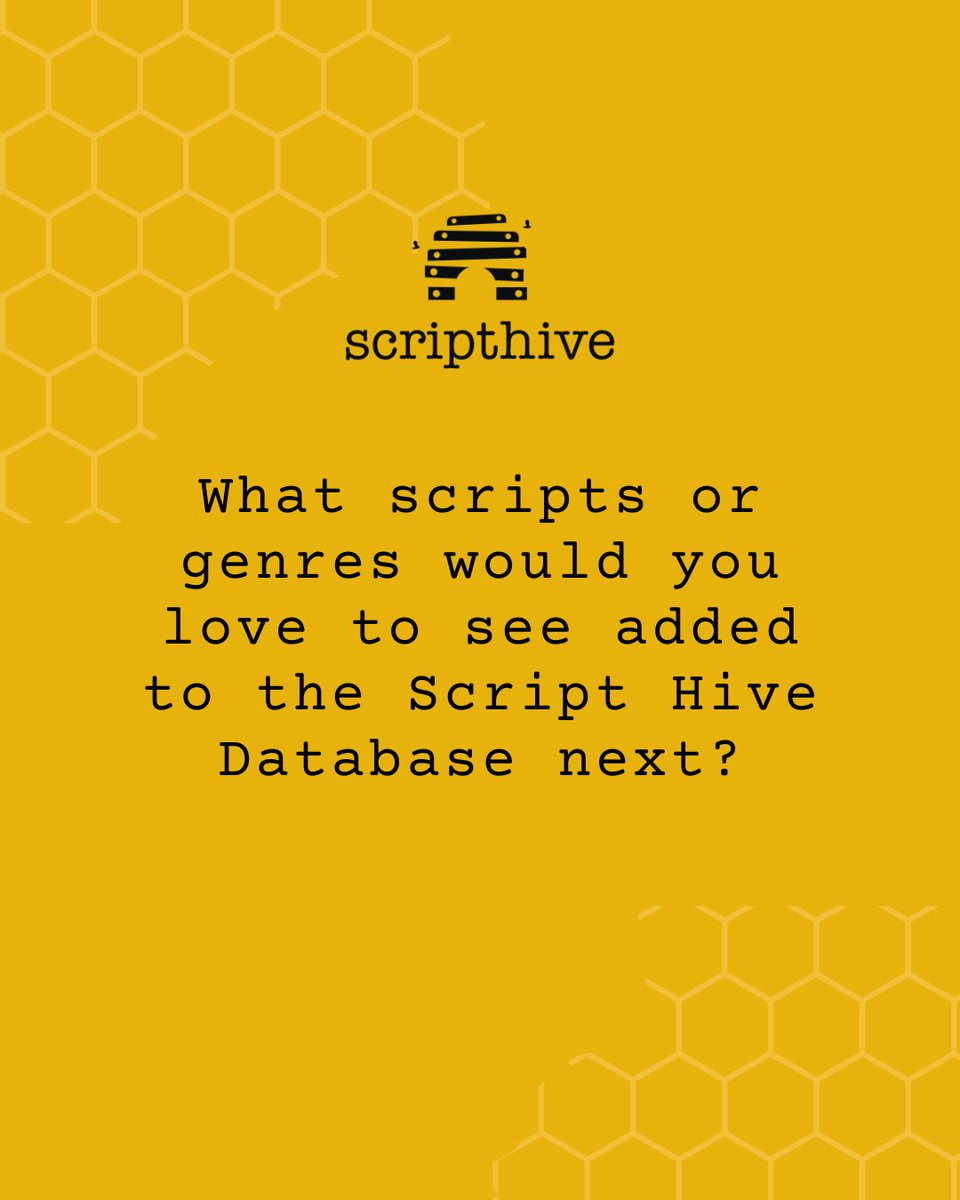 scripthive's tweet image. What scripts or genres would you love to see more of on the #scripthive Database?
Let us know in the comments what scripts you’re dying to see in the next script drop! 📝🐝 #screenplay #scripts
discord.gg/screenwriting