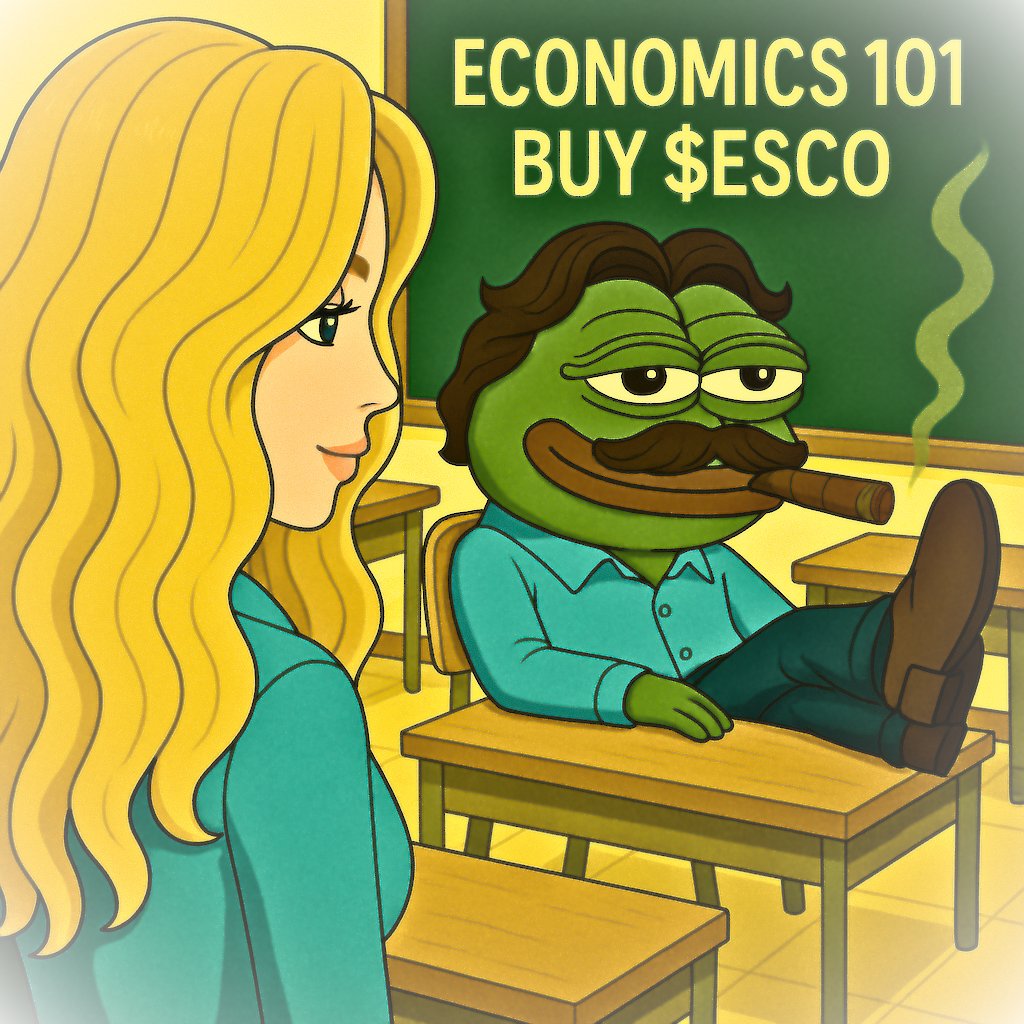 🍎 Back to school, and the new Economics teacher is serving up Esco-nomics 101.
No textbooks. No homework. Just market moves and puro haze in the air. 😏💨
🚀 Fair launch on <a href="/MemeJobFun/">memejob</a>
💎 500+ holders
✖️ 3,600+ soldados on X
🔒 100M tokens locked for Cartel initiatives
🔥 25M