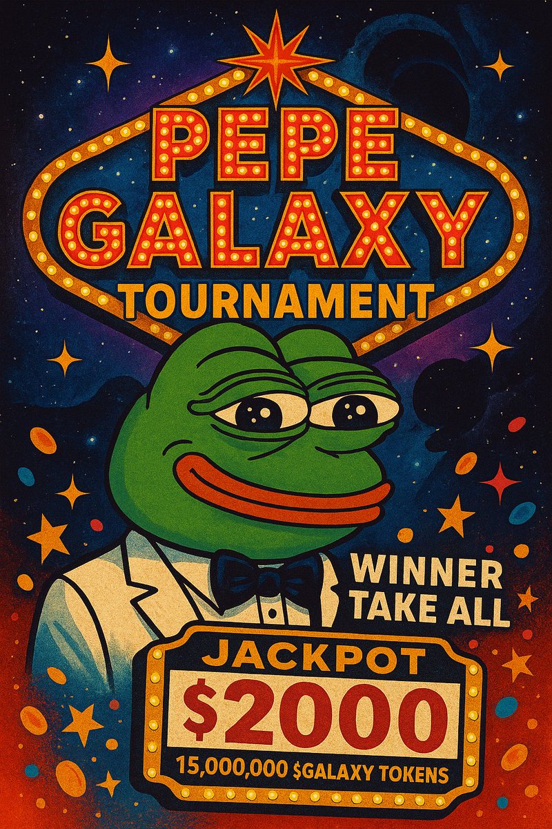 pepegalaxysol's tweet photo. 🚀🌌 PEPE GALAXY TOURNAMENT IS HERE 🌌🚀
💰 Winner Takes ALL — 15,000,000 $GALAXY (~$200+)
🎰 Jackpot value can go UP or DOWN as more players join!

🗓 Fri 15 Aug → Sun 17 Aug
🎮 Stake, play, and win.

⏳ Every run fuels the prize pool — more players = more hype, bigger stakes.
One champion. One payday. Will it be you? 🏆

🔗 Play now: https://t.co/lK0czhJZxI 
#Web3Gaming  #CryptoGaming #PepeGalaxy #WinnerTakesAll