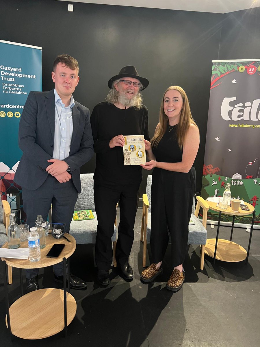 DerrySinnFein's tweet photo. Calls for Moore Street to be preserved as book about 1916 battle is launched @  Féile Derry @derryjournal 
Historian Ray Bateson travelled to the Bogside to give  talk on his new book 'Battle of Moore Street', about the final battle of the Easter Rising. 
https://t.co/kPiKEbywoL https://t.co/H3mclMfuQi