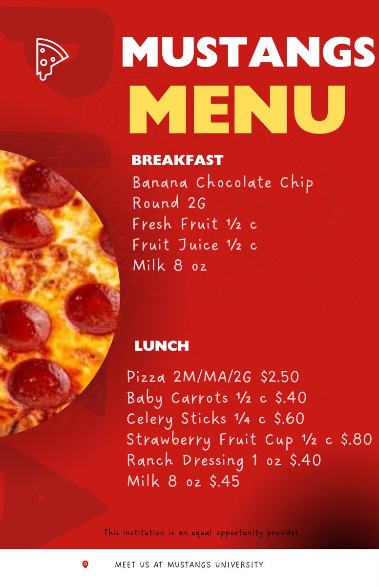 Definitely one of our Kiddos favorite meals!!
FriYay's Menu

#ALLIN #SISD

#TheNextChapterIsOurs