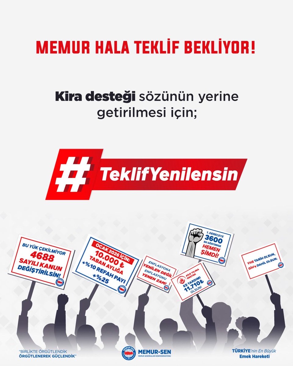 Kira desteği sözünün yerine getirilmesi için; #TeklifYenilensin