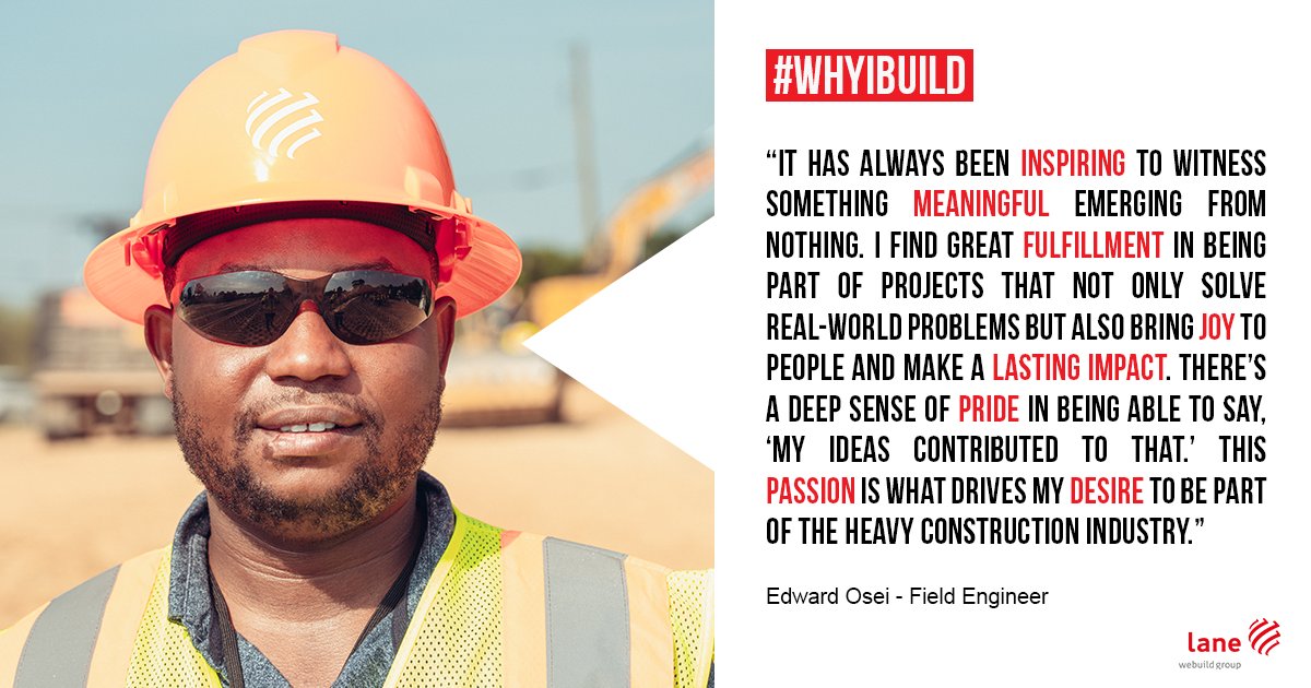 LaneConstruct's tweet photo. From empty spaces to impactful places—there’s something powerful about watching a vision come to life. For Field Engineer Edward Osei, that transformation is what makes construction so meaningful. #WhyIBuild https://t.co/apdkXVGjqw