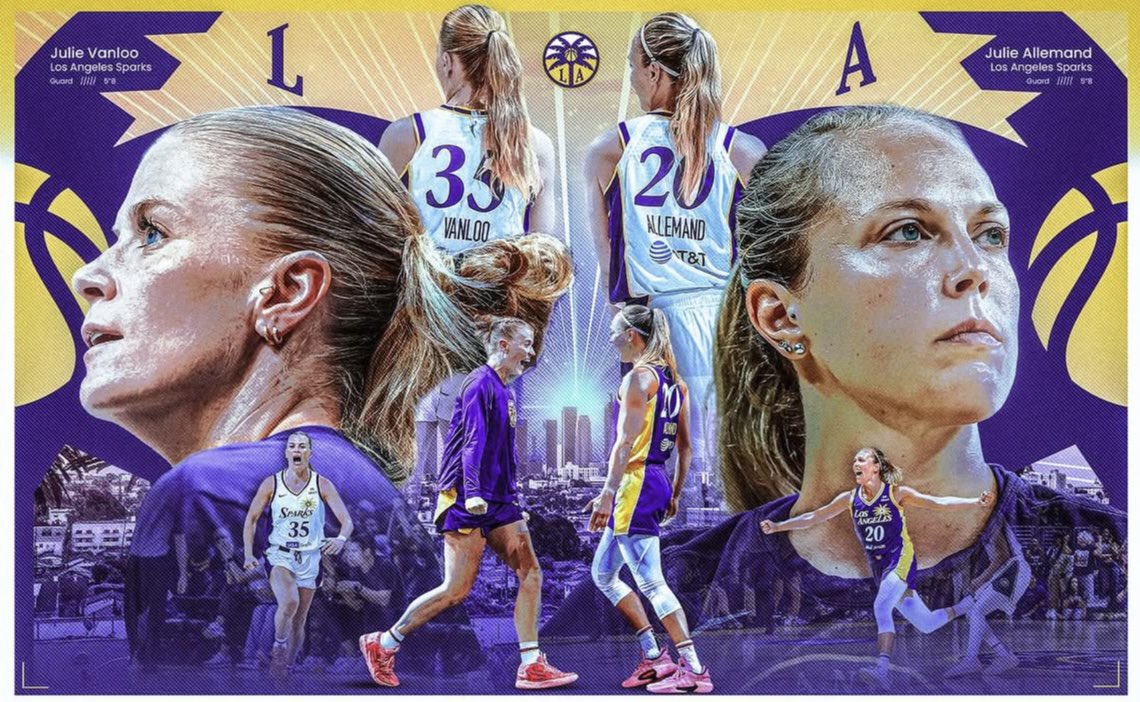 Thebelgianb's tweet photo. 2 étoiles belges à LA ⭐️⭐️🇧🇪

@mvx44_design nous sort un visuel resplendissant pour nos 2 Cats @julie35vanloo @JulieAllemand jouant pour les @LASparks 🥰

C’est la Belgique qui gagne 🇧🇪🇧🇪🇧🇪 https://t.co/2odId5qIFt