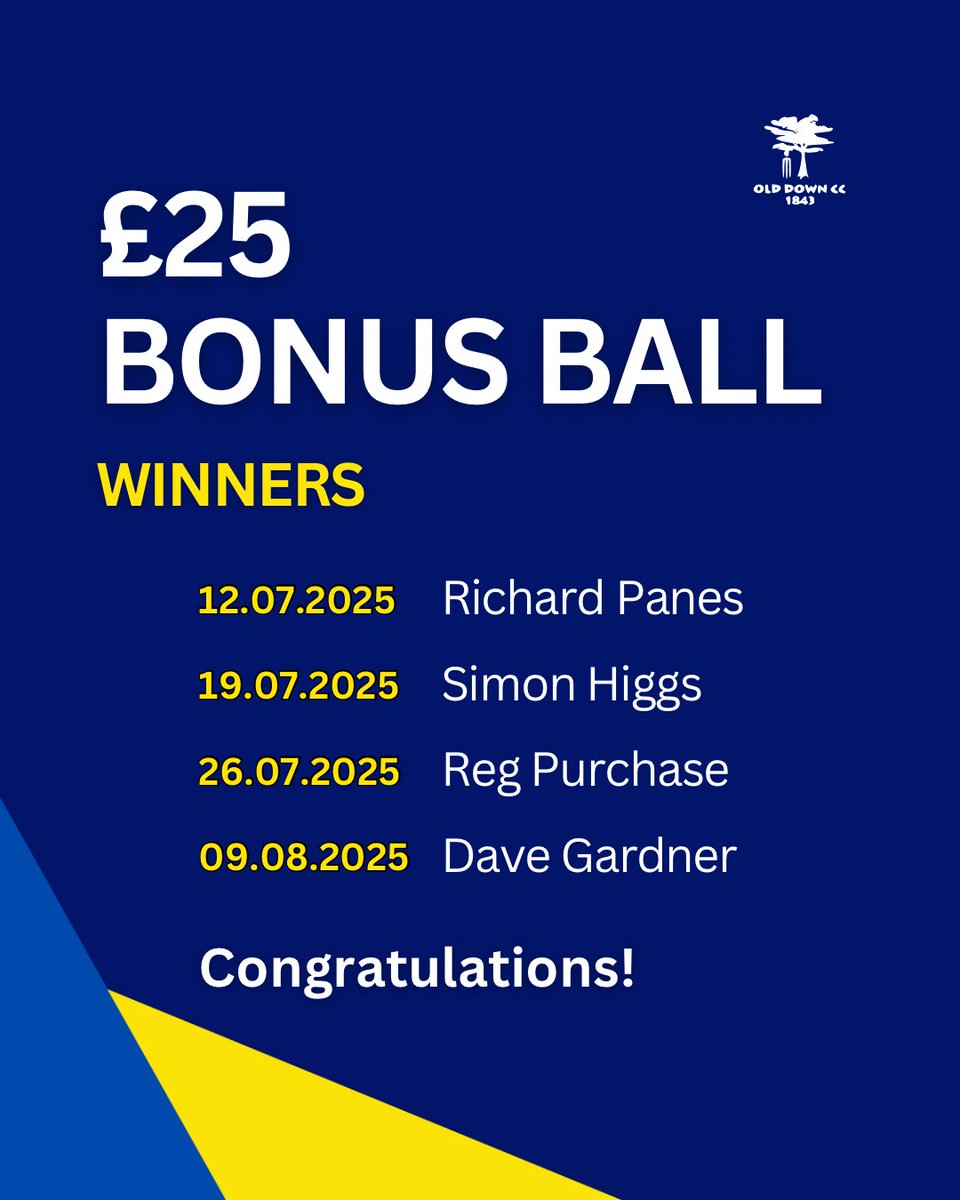 August 2025 150 Club &amp; £25 Bonus Ball winners. 🎉🙌