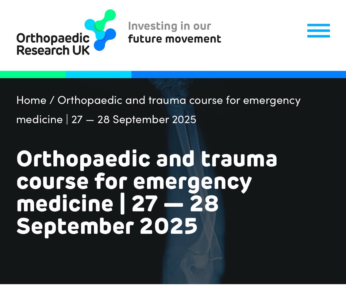 This course offers a thorough exploration of trauma and orthopaedics, specifically tailored for professionals working in an Accident and Emergency (A&amp;E) department. 

Book online: oruk.org/upcoming-event…

#traumaandorthopaedics #trauma #ortho #urgentcare #accidentandemergency