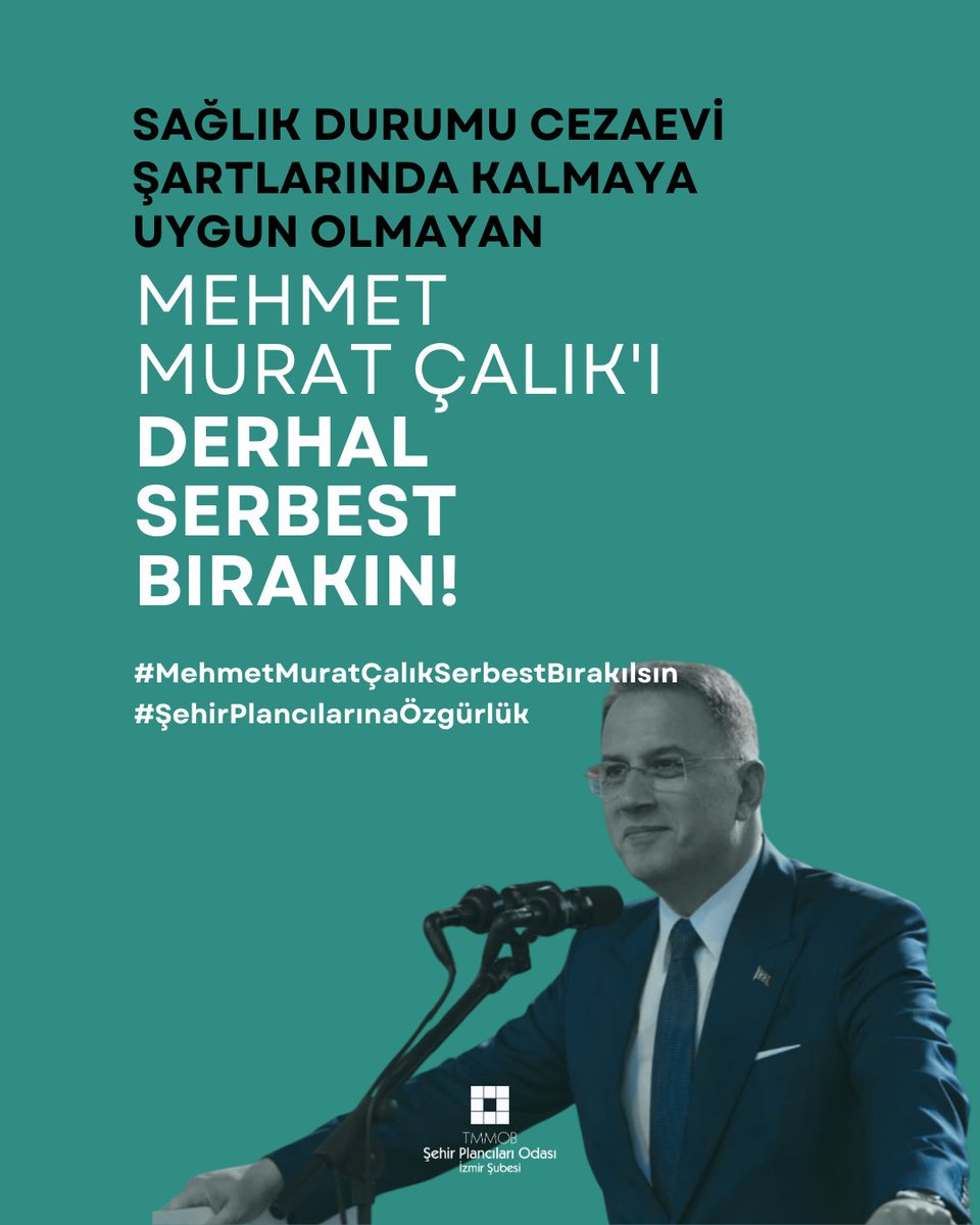 Hastalık geçmişini, hücre değerlerini ve kilo kaybını görmezden gelen Adli Tıp Kurumu verdiği rapor ile Mehmet Murat Çalık'ın sağlık durumunun cezaevinde kalmasına engel olmadığına karar verdi!

Sağlığı cezaevi şartlarında kalmaya uygun olmayan #MehmetMuratÇalıkSerbestBırakılsın