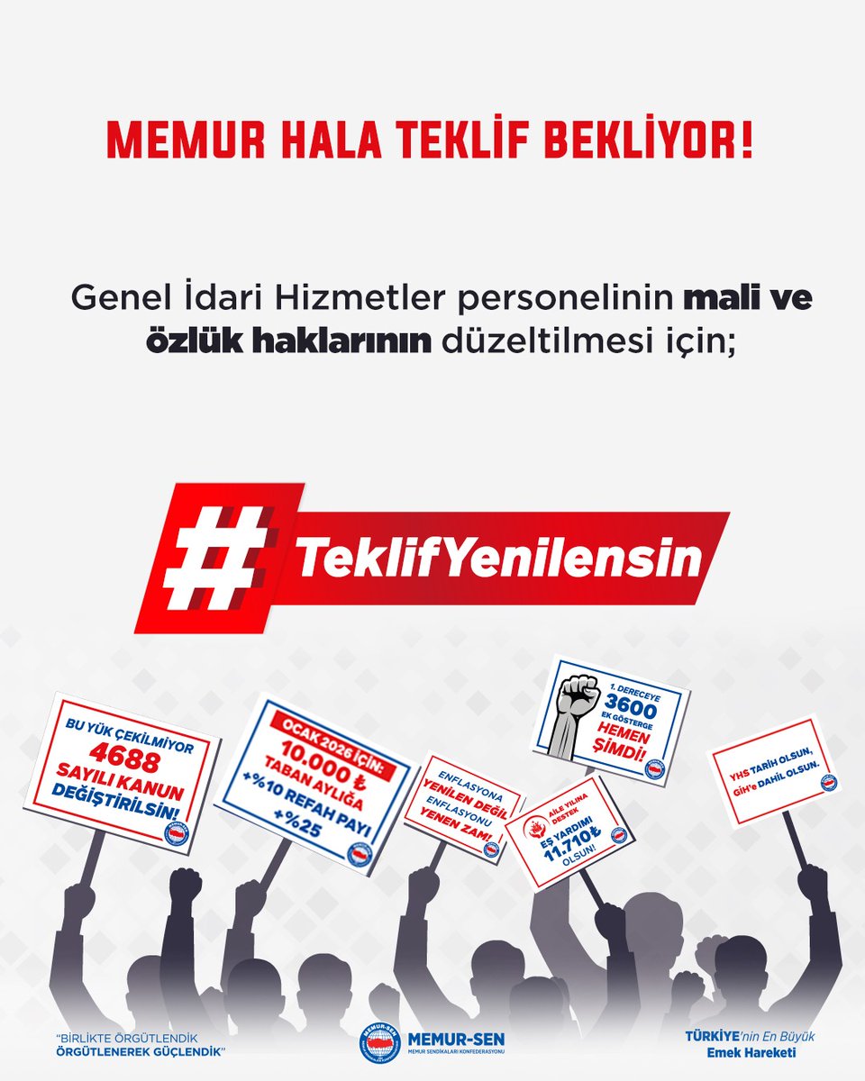 Genel idari hizmetler sınıfı personelinin mali ve özlük hakları için; #TeklifYenilensin