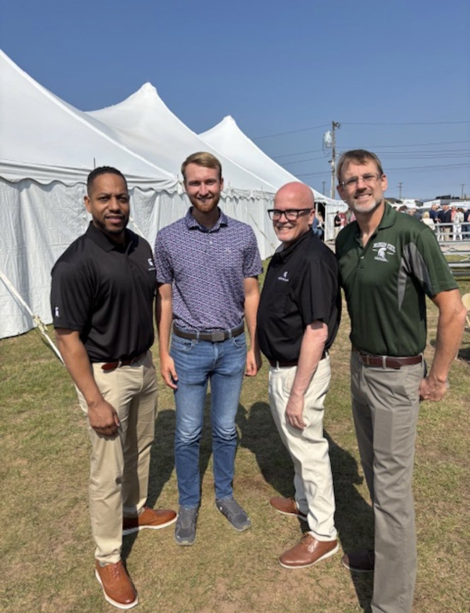 GeorgeSmithMSU's tweet photo. Thanks to Reps. Fairbairn, Prestin, Bohnak and Sen. McBroom for visiting with @QuentinRomar, @yooperforestry and I at the UP State Fair. We appreciate their support of @MSUAgBio and @MSUExtension. https://t.co/xe6Tms0AEm