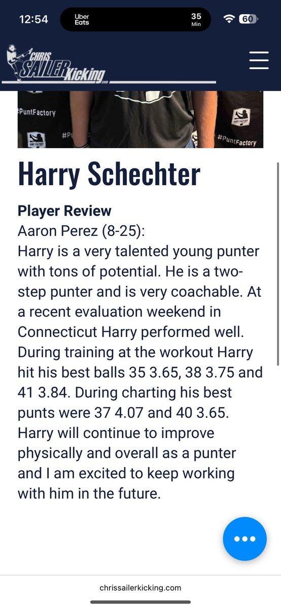 Harry Schechter (@harryfb24) on Twitter photo After a great training session and ranking with <a href="/ThePuntFactory/">Aaron Perez</a> I am now officially a <a href="/Chris_Sailer/">Chris Sailer Kicking</a> 4 star and the #1 2027 Punter in Connecticut! Excited to get even more work in this upcoming season and continue to improve! Thank you for the coaching! After a great training session and ranking with <a href="/ThePuntFactory/">Aaron Perez</a> I am now officially a <a href="/Chris_Sailer/">Chris Sailer Kicking</a> 4 star and the #1 2027 Punter in Connecticut! Excited to get even more work in this upcoming season and continue to improve! Thank you for the coaching!