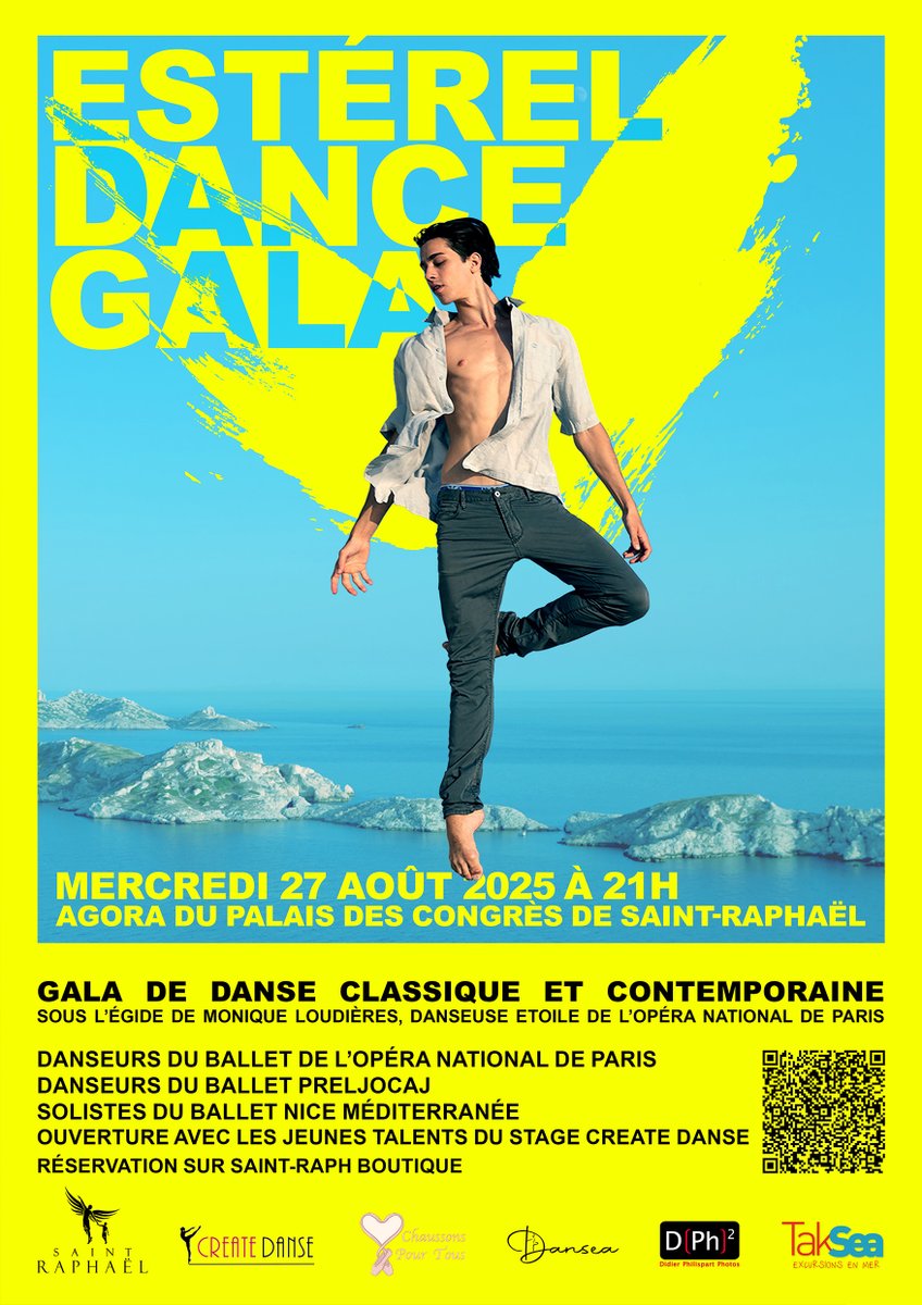 's tweet image. 🩰 Esterel Dance Gala : venez vibrer au rythme de la #danseclassique et contemporaine le 27 août à 21h à l’Agora du Palais des Congrès de Saint-Raphaël ! 
🎟 Tarif unique : 10 €
ℹ Infos et réservations : swll.to/lzrCGX