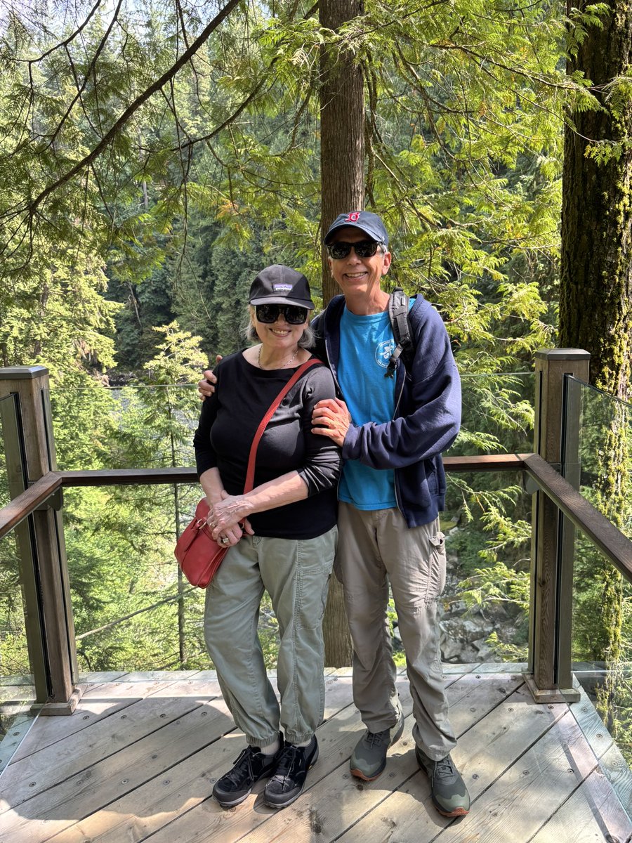 We made it to Vancouver, and spent our first full day here going to the Capilano Suspension Bridge and Treetops Tour. The bridge sways a lot as you walk across it. Brenda was a bit anxious (terrified?) as she crossed it. Despite that, she even enjoyed herself. It was a fun day.