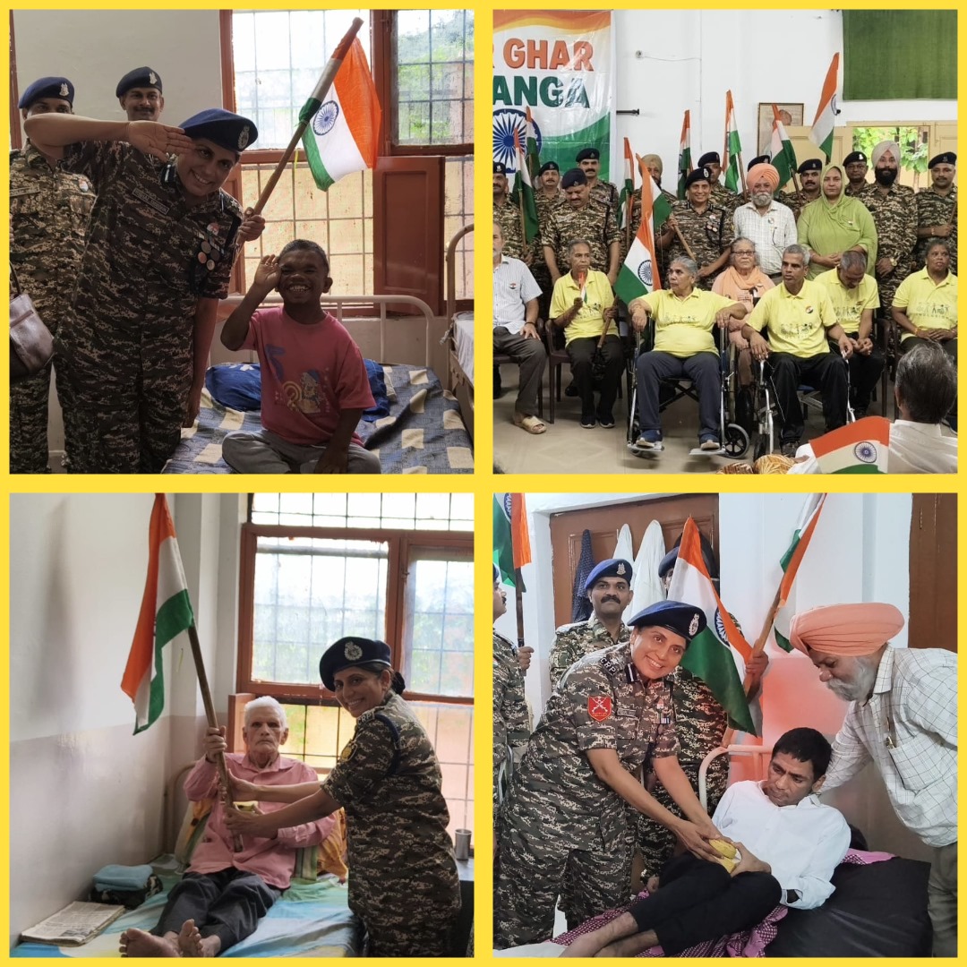 13Crpf's tweet photo. 🇮🇳 Har Ghar Tiranga celebrated with heart🇮🇳
13 Bn CRPF organized a touching outreach programme with differently-abled, orphans &amp; elderly.
Commandant Smt. Kamal Sisodiya led the initiative, spreading joy, unity &amp; national pride.@crpfindia @ignwscrpf @PMOIndia @HMOIndia https://t.co/P2s3kKvTUI