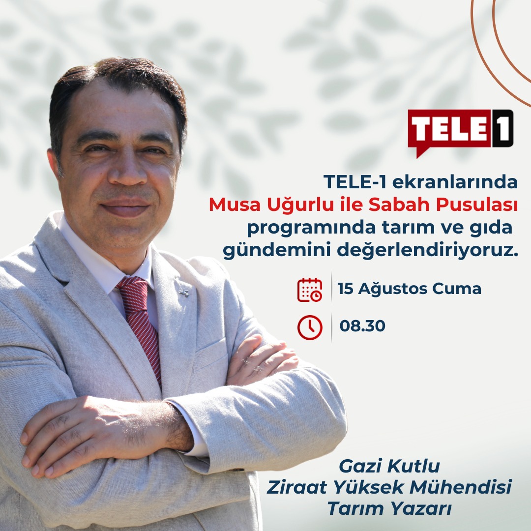 15 Ağustos Cuma sabahı 08.30’da TELE1’de Musa Özuğurlu (<a href="/musaozugurlu/">Musa Özuğurlu</a>) ile Sabah Pusulası programında tarım ve gıda gündemini değerlendireceğiz. 

🌾 Bekleriz.
📺 <a href="/tele1comtr/">Tele1 TV</a>