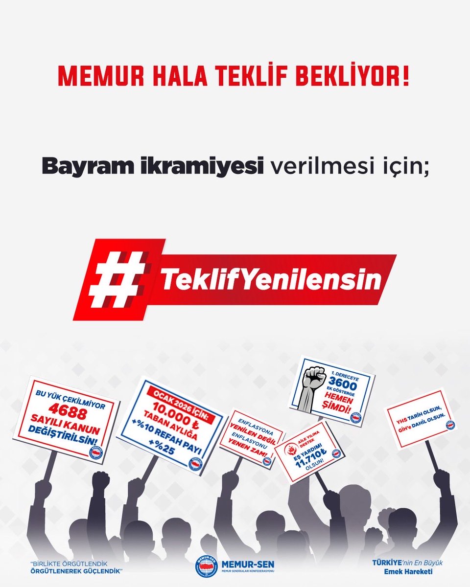 Bayram ikramiyesi verilmesi için; #TeklifYenilensin