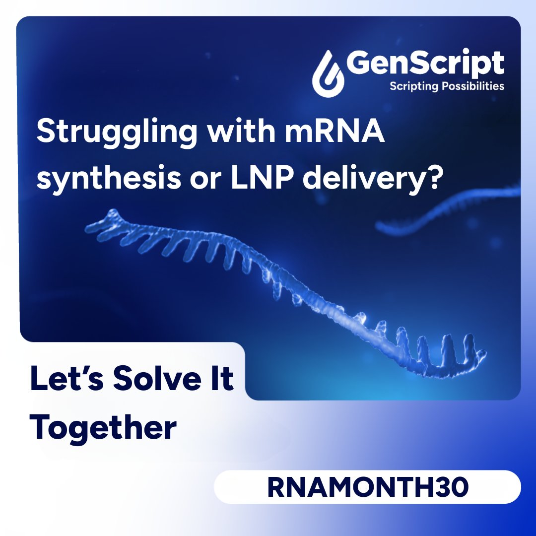 GenScript's tweet image. 🔧 RNA Month is the time to fix it.
𝗚𝗲𝘁 𝗲𝘅𝗽𝗲𝗿𝘁 𝘀𝘂𝗽𝗽𝗼𝗿𝘁 + 𝟯𝟬% 𝗼𝗳𝗳 𝘆𝗼𝘂𝗿 𝗳𝗶𝗿𝘀𝘁 𝗼𝗿𝗱𝗲𝗿.
⏩ Use code: RNAMONTH30
Start here: bit.ly/4fzwcWx
#RNAMonth #mRNA #GenScript #RNAInnovation #RNAMONTH30
