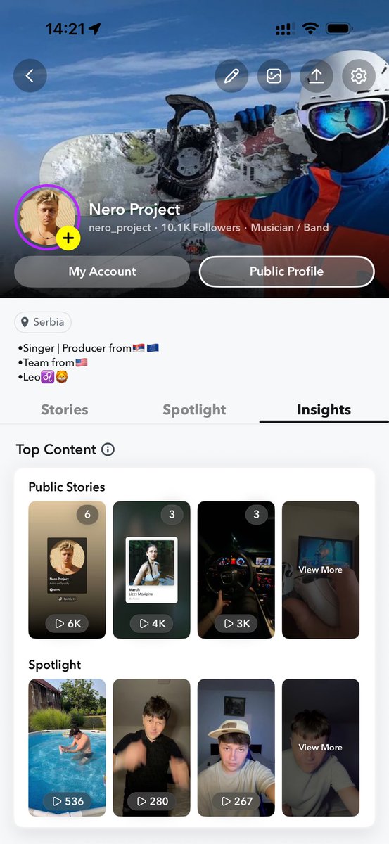 nero_projectofc's tweet image. First time I’ve grown above 10k followers
Prvi put prelazim 10k pratilaca
#SNAPCHAT LETS GOOO 🚀