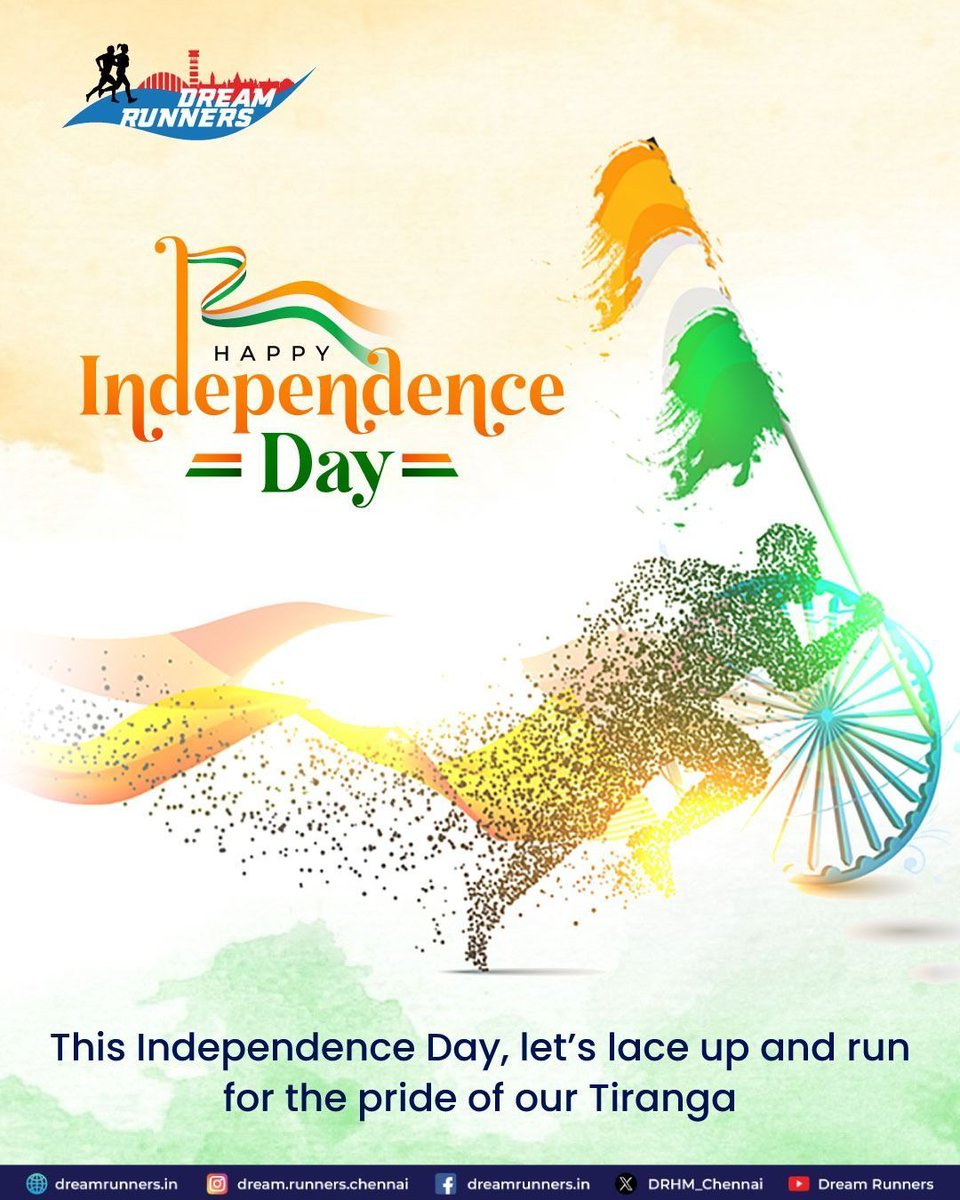 DRHM_Chennai's tweet photo. Every step for freedom, every mile for the flag. Wishing you a Happy Independence Day!
#DRHM #IndependenceDay2025 #CelebrateFreedom #KeepRunning #NewGoals #DreamRunners #DRHM #RunWithJoy #NationSpirit #Nation #India https://t.co/pIHNrKL2B1