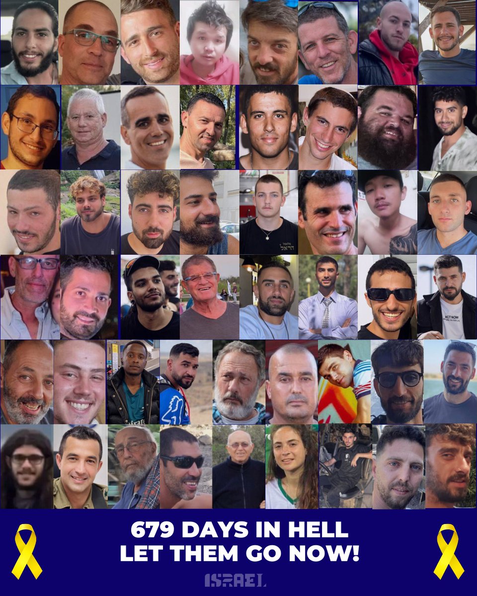 679 days in captivity.

There’s a heat wave in Israel. If we’re this hot, imagine 50 hostages trapped in Hamas terror tunnel dungeons - no light, no air, no relief.

Let them go now. 🎗️