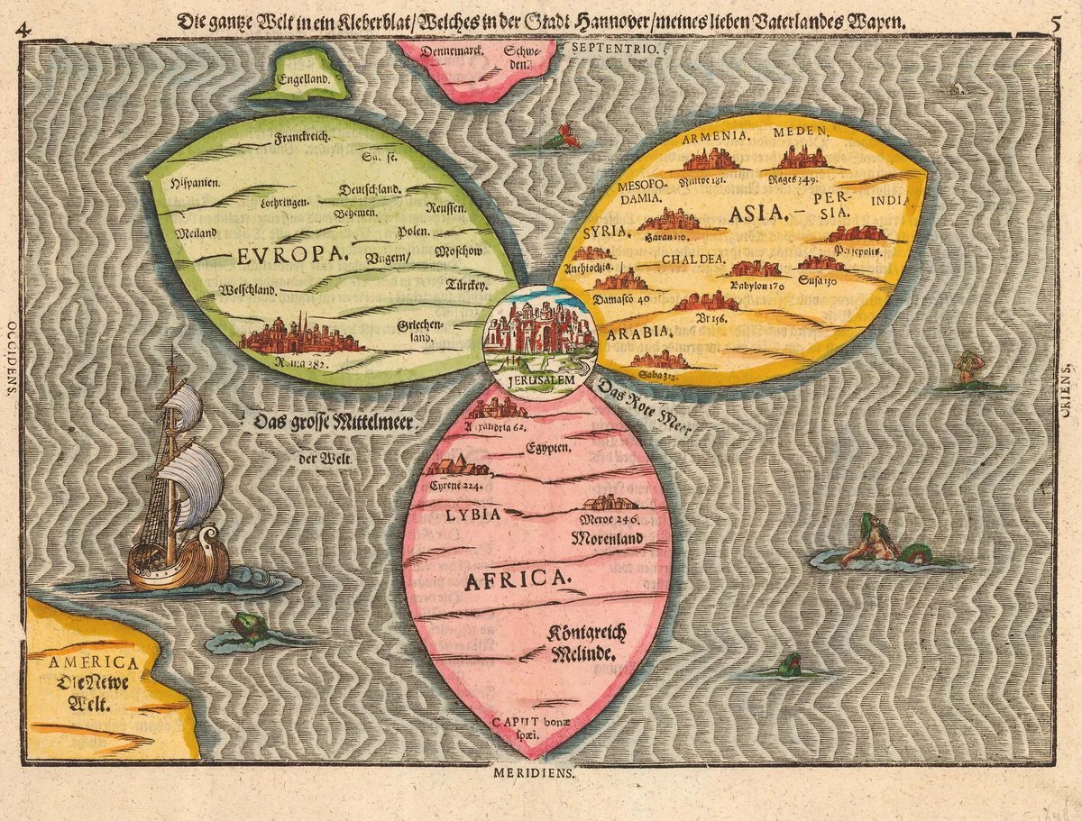1581 map of the Old World and a some of America