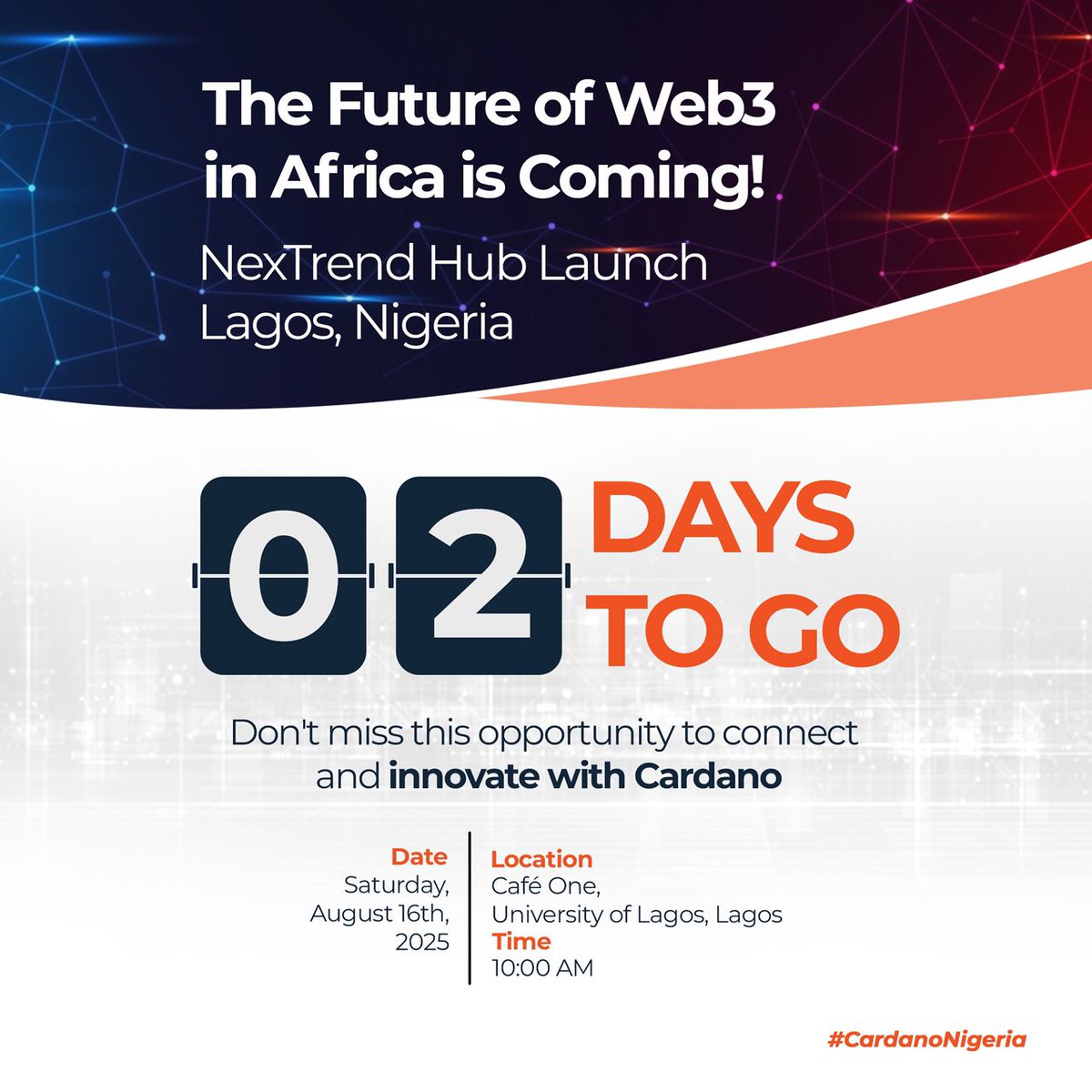 Just 2 days left! 

The future of Web3 is happening this Saturday in Lagos, Nigeria.

Are you ready?