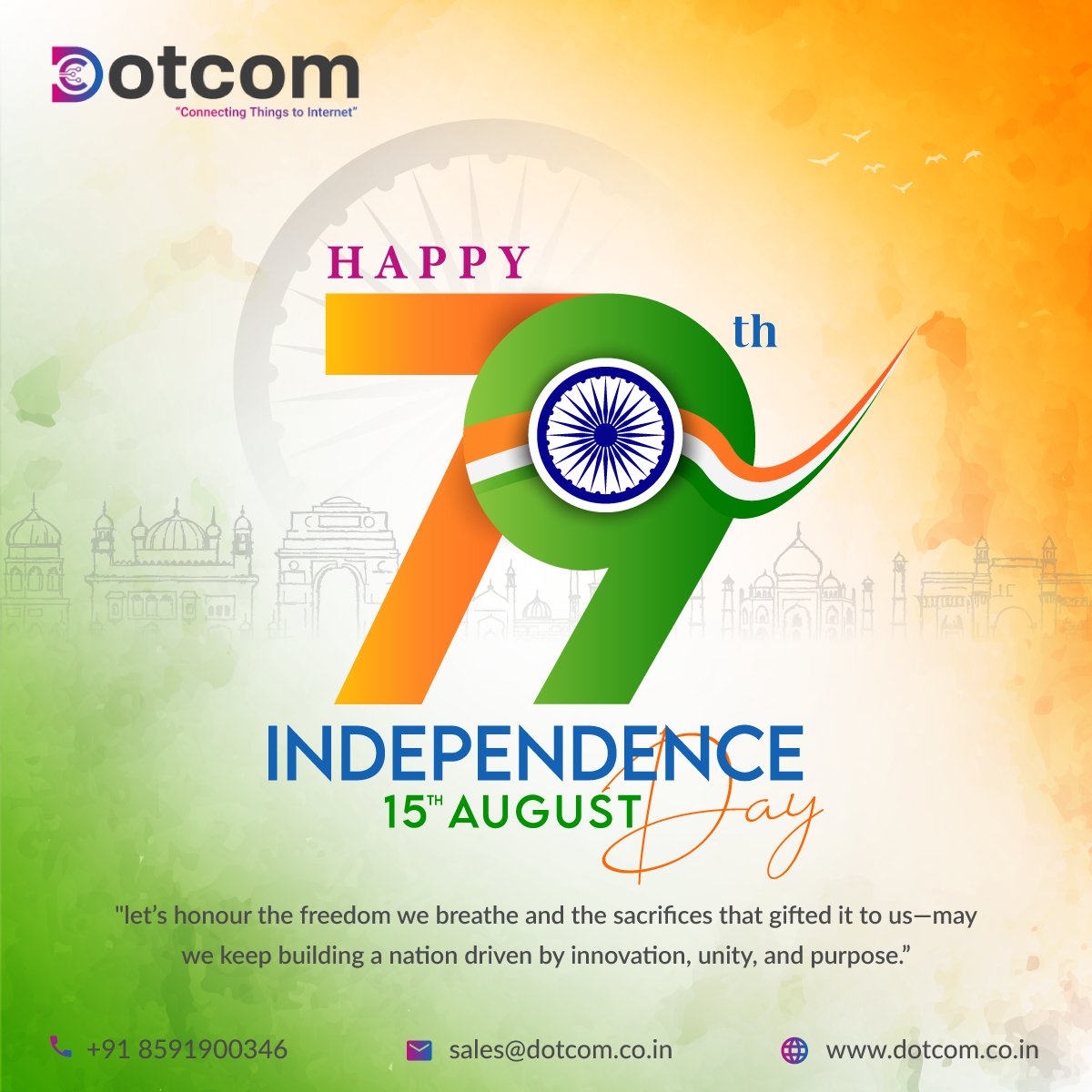 Dotcomiot's tweet photo. 🌱Happy Independence Day!
 
Today, we don’t just celebrate freedom — we celebrate the power of ideas, resilience, and collective growth that defines our nation.

#IndependenceDay #15August #IndiaAt75Plus #InnovationForIndia #DotcomIoT #TechForBharat #IoT #ProudToBeIndian https://t.co/gkE2k2VvOh