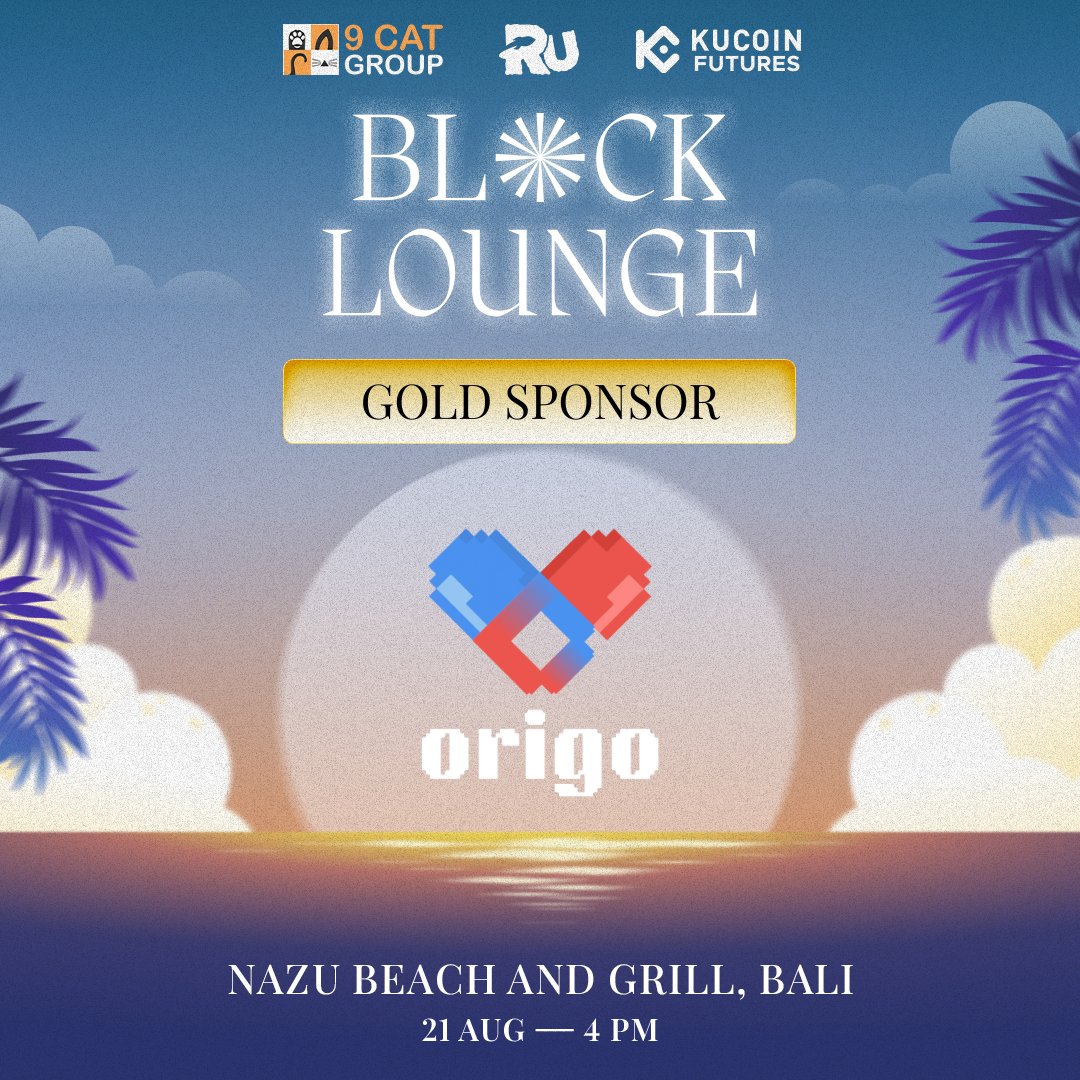 BLOCK:LOUNGE | SEABW 2025 ๐น๐ญ (@block_lounge) on Twitter photo ๐ Welcome Origo! <a href="/OrigodotFun/">origo.fun</a> ๐
Weโre excited to have Origo on board as the Gold Sponsor for BLOCK:LOUNGE Bali! ๐ฅ
๐ BLOCK:LOUNGE Bali โ Aug 21 | 4โ8 PM
๐ Nazu Beach & Grill
๐ฅ Hosted by <a href="/9CATGROUP/">9 CAT GROUP</a> โข <a href="/0xRememberUs/">RememberUS</a> โข @kucoinfutures
Soak in the Bali sunset while connecting ๐ Welcome Origo! <a href="/OrigodotFun/">origo.fun</a> ๐
Weโre excited to have Origo on board as the Gold Sponsor for BLOCK:LOUNGE Bali! ๐ฅ
๐ BLOCK:LOUNGE Bali โ Aug 21 | 4โ8 PM
๐ Nazu Beach & Grill
๐ฅ Hosted by <a href="/9CATGROUP/">9 CAT GROUP</a> โข <a href="/0xRememberUs/">RememberUS</a> โข @kucoinfutures
Soak in the Bali sunset while connecting