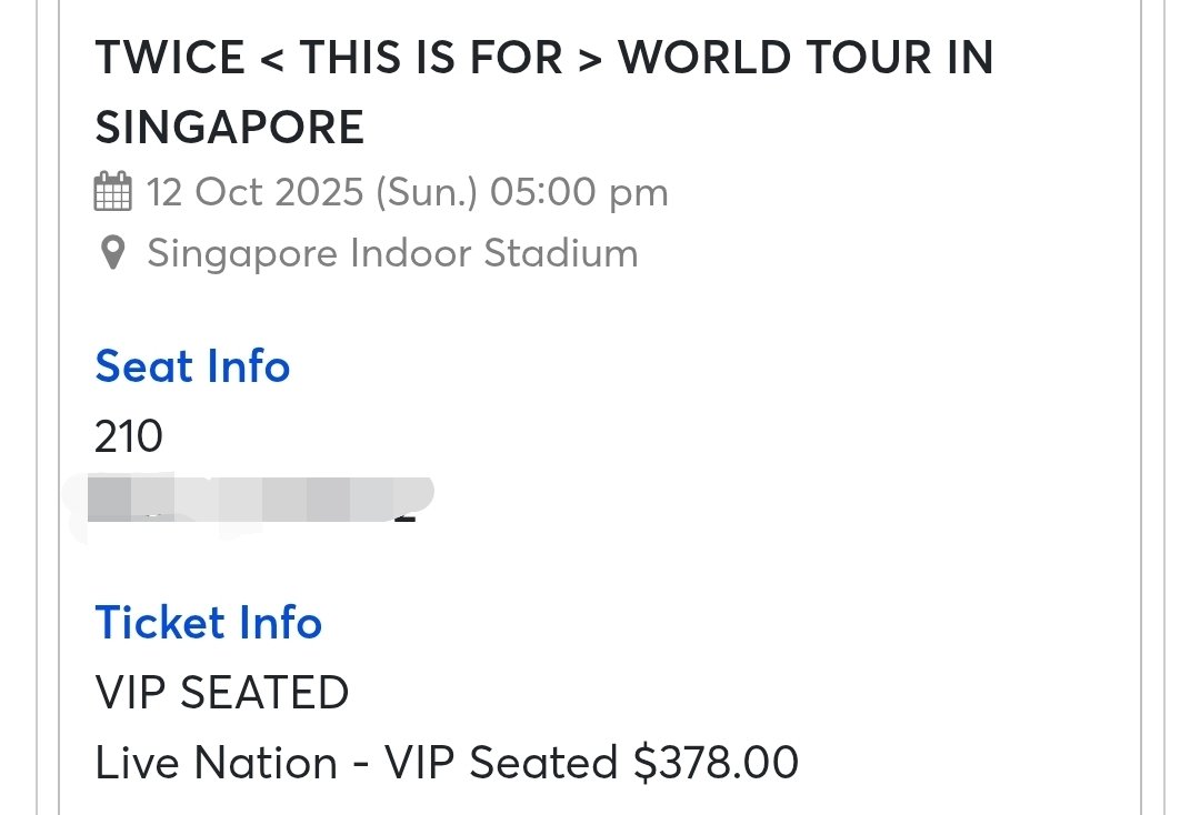 讓 TWICE This is for新加坡場
10/11 VIP STANDING PEN D
10/12 VIP SEATED 210
都原價讓票，看刷卡金額+手續費
有需要者請DM或留言🙇🏻‍♀️