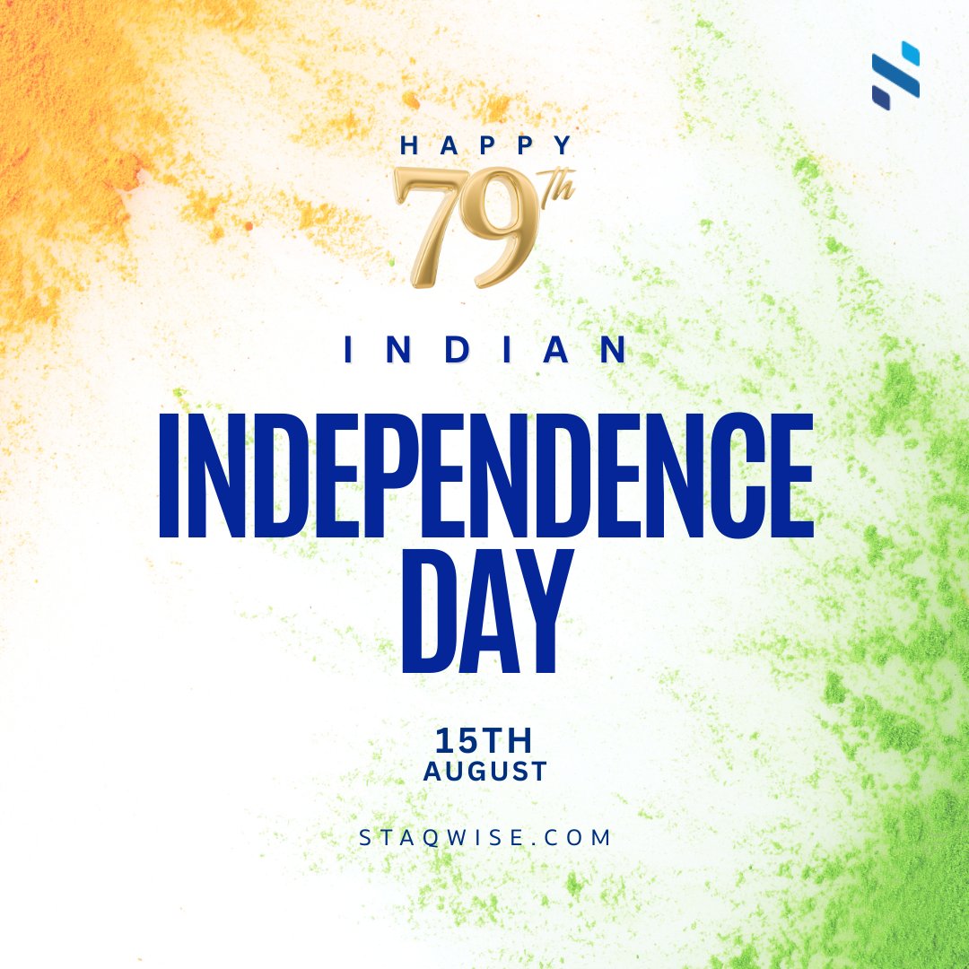 STAQwise's tweet photo. 🇮🇳 Celebrating 79 years of freedom, resilience &amp; innovation.

We believe in tech that empowers progress.

Happy Independence Day! 🇮🇳 

#India  #IndependenceDay2025  #Staqwise #digitalindia #Bharat https://t.co/SKnttbBl5t