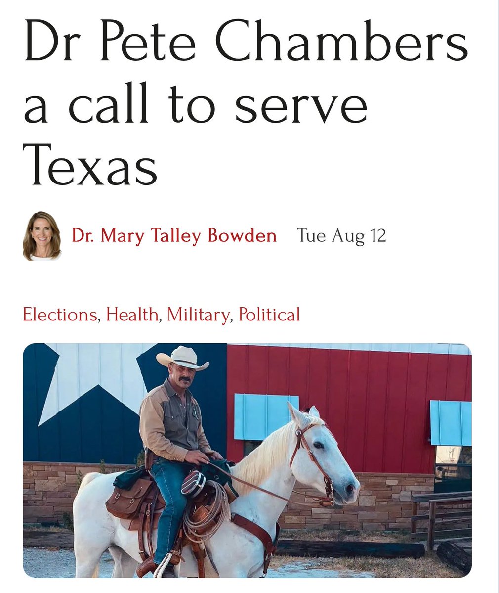 Mary Talley Bowden MD (@mdbreathe) on Twitter photo If anyone can save Texas, itโs <a href="/DocPeteChambers/">Doc Pete Chambers</a>.
Hereโs his plan as our next governor:
(Link in comments) If anyone can save Texas, itโs <a href="/DocPeteChambers/">Doc Pete Chambers</a>.
Hereโs his plan as our next governor:
(Link in comments)