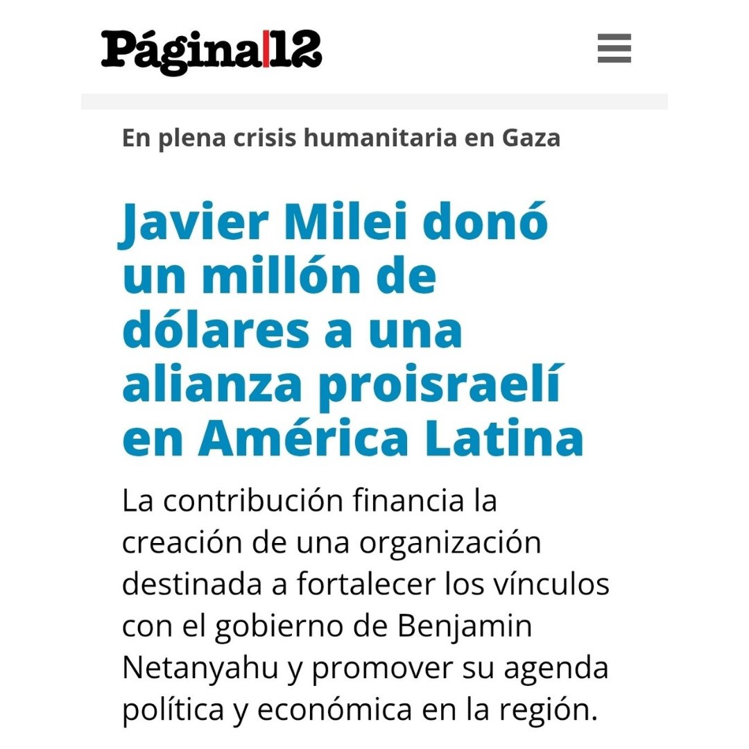 Alejandro Bodart (@ale_bodart) on Twitter photo Para el Garrahan no hay plata.
Para los jubilados no hay plata.
Para la discapacidad no hay plata.
Pero <a href="/JMilei/">Javier Milei</a> sí saca plata de la galera para financiar al genocida Netanyahu. Para el Garrahan no hay plata.
Para los jubilados no hay plata.
Para la discapacidad no hay plata.
Pero <a href="/JMilei/">Javier Milei</a> sí saca plata de la galera para financiar al genocida Netanyahu.