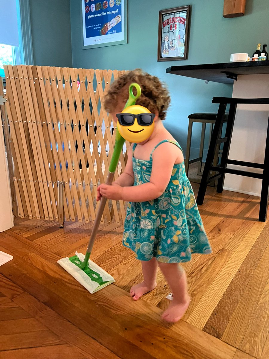 Unsure where online I saw give your kid a swiffer, they shorten, but thank you!