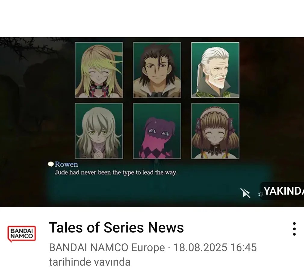 Wario64's tweet photo. Bandai Namco Europe apparently put up a YouTube Premiere video for "Tales of Series News" to debut on Aug 18 that accidentally showed a thumbnail for a Tales of Xillia remaster https://t.co/pdj5Lz6Yat https://t.co/ITiJIZnpLv