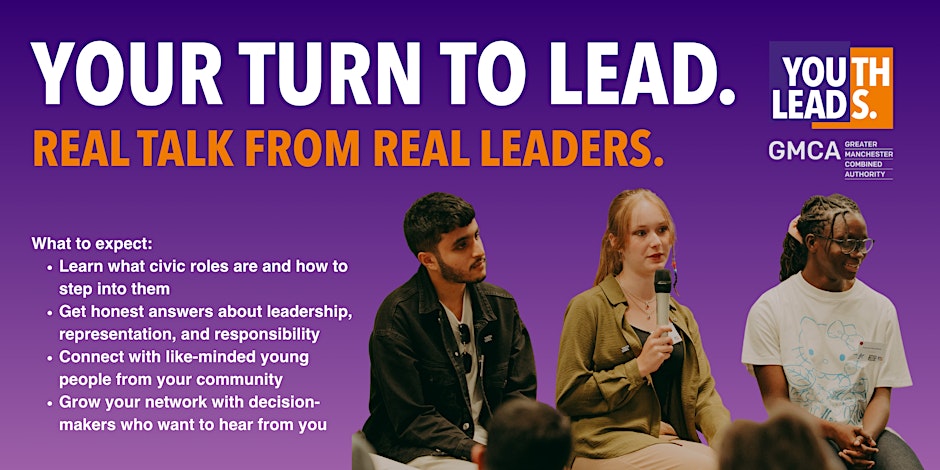 What does it really mean to be a civic leader?🤔

Meet civic leaders, hear their stories, and discover the roles that shape our communities.
 
The event is free, but spaces are limited, so book your place soon: bit.ly/YourTurnToLead…
 
#BoltonBornToPerform