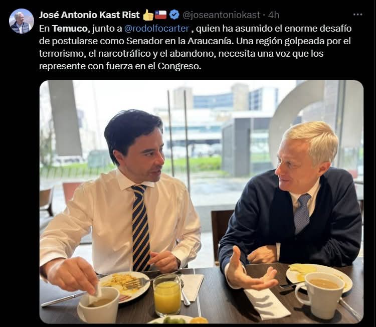 Mirko_Vald's tweet photo. No hay nadie más en #Republicanos que tengan que llamar a #RodolfoCarter a Senador por la #Araucania para hacer turismo electoral? Que lleguen afuerinos no me parece, pero si sale Senador, es culpa del chancho y de quién le da afrecho. https://t.co/l6XaDTJJ3o
