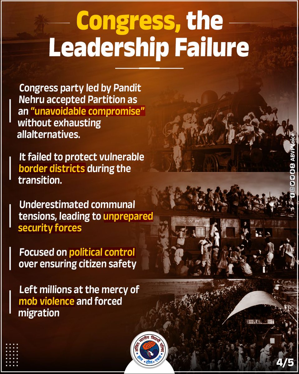 ABVPVoice's tweet photo. August 14: Partition Horrors Remembrance Day.
A day to remember that independence came wrapped in barbed wire.

One decision. Two nations. Millions displaced. Over a million dead. https://t.co/C3GMqRv8sn