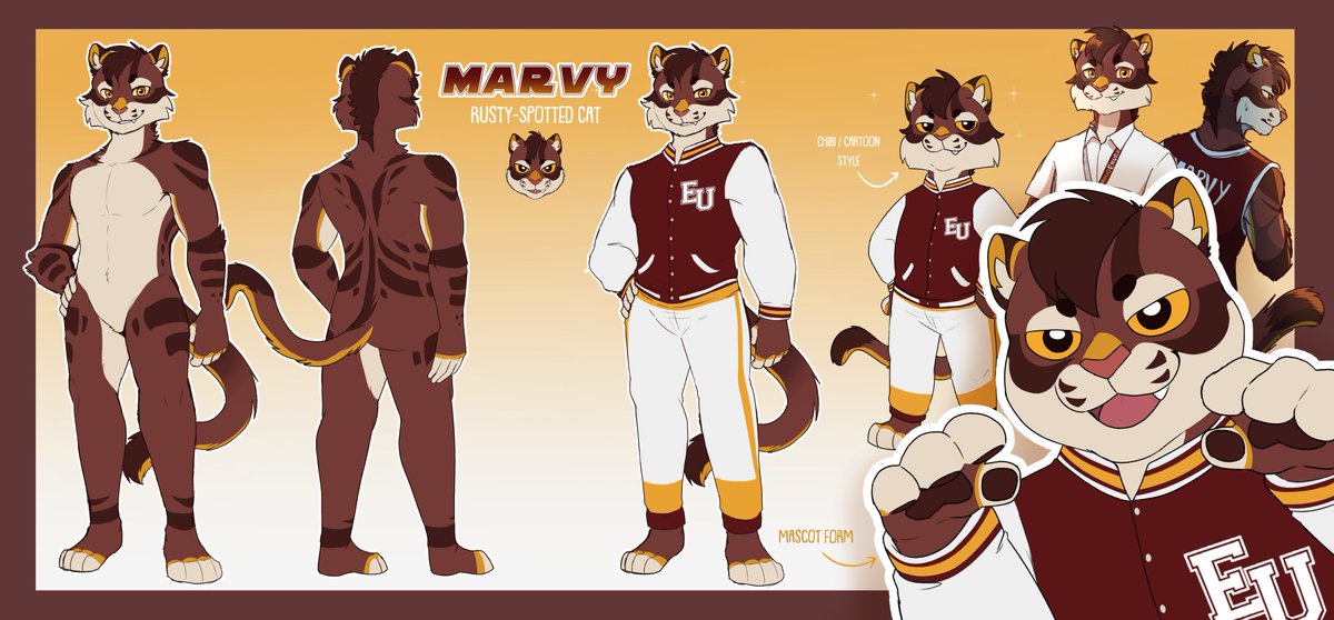 Reference sheet I made for our University's mascot design contest (I lost to an AI entry btw😊)