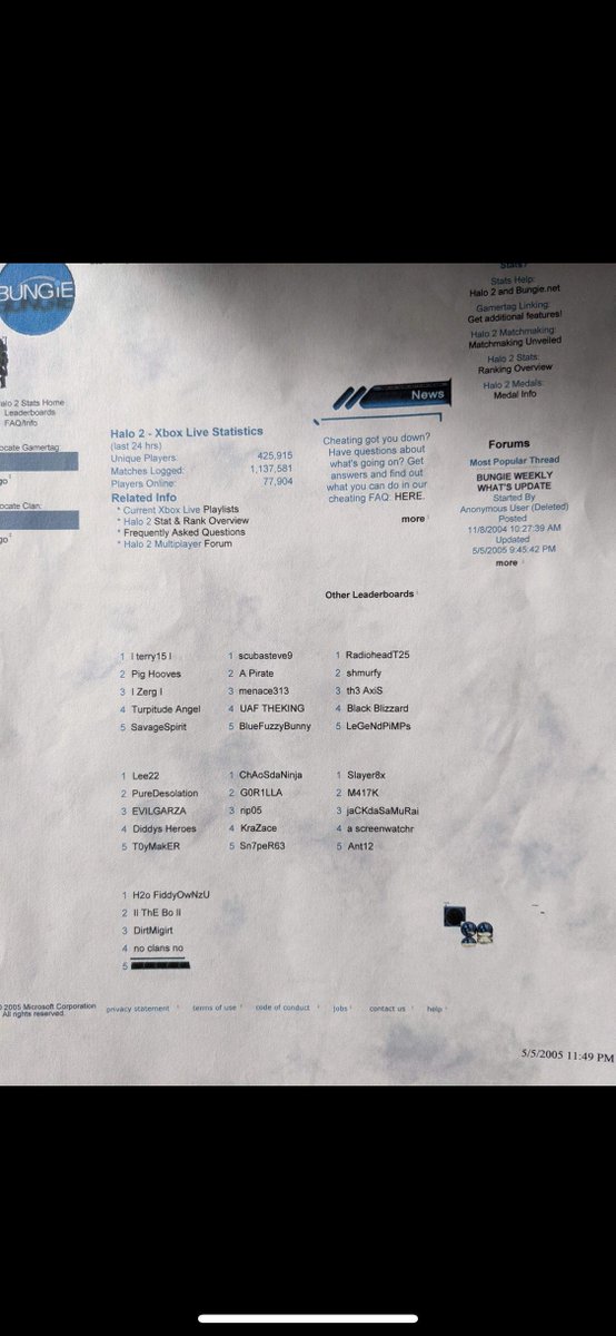 Halo 2 Leaderboard. Compliments of Ant. 425,000 unique players in past 24hrs
Infinite has 1800 RIP (btw I was Zerg)