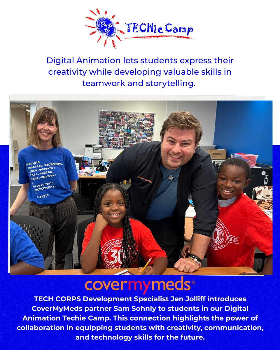 TECH CORPS (@techcorpsus) on Twitter photo 🎬 <a href="/ColsCitySchools/">Columbus City Schools</a> students (grades 3-5) are producing stop-motion films at Techie Camp: Digital Animation, powered by <a href="/CoverMyMeds/">CoverMyMeds</a>—building creativity, collaboration, and tech skills for the careers of tomorrow. #techcorps #FutureReady 🎬 <a href="/ColsCitySchools/">Columbus City Schools</a> students (grades 3-5) are producing stop-motion films at Techie Camp: Digital Animation, powered by <a href="/CoverMyMeds/">CoverMyMeds</a>—building creativity, collaboration, and tech skills for the careers of tomorrow. #techcorps #FutureReady