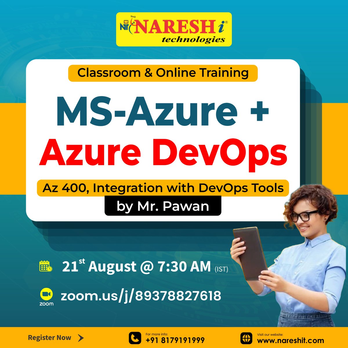 nareshitech's tweet image. 💼 Advance Your Career with Azure &amp;amp; DevOps Expertise
Register Now: t.ly/MSAD-21AU

📅 Starts: 21st August⏰ Time: 7:30 AM (IST)
🎓 Trainer: Mr. Pawan

#Microsoftazure #devops #AzureDevOps #azureadmin #aws #SDLC #cloudcomputing #Online #CICD #training #Course #Projects