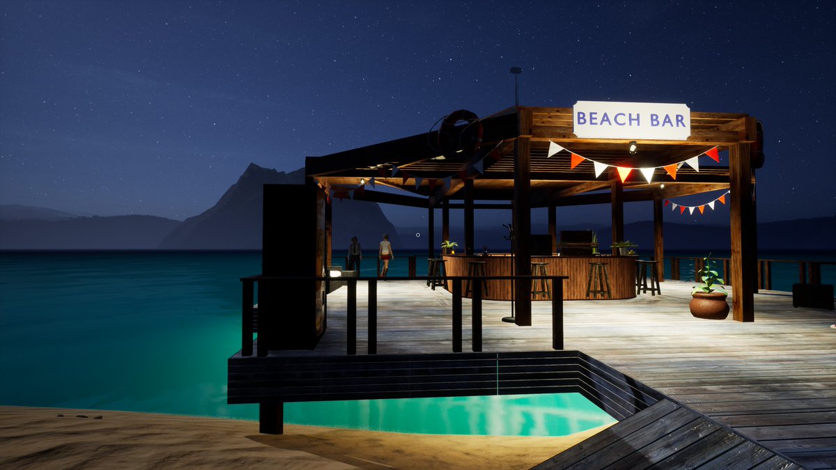 HolidayMotelSim's tweet photo. ✨ #ScreenshotSaturday ✨
After a long day of running the Holiday Motel, nothing beats relaxing by the ocean at our cozy Beach Bar. 🌊🍹

#indiegame #steamgame https://t.co/ggJzAHkwxO