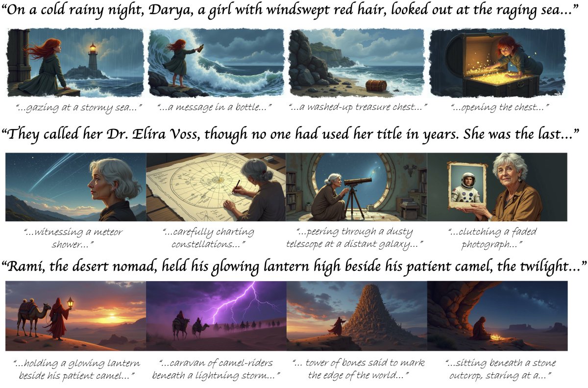 [1/6] 🎬 New paper: Story2Board
We guide diffusion models to generate consistent, expressive storyboards--no training needed.
By mixing attention-aligned tokens across panels, we reinforce character identity without hurting layout diversity.
🌐 daviddinkevich.github.io/Story2Board