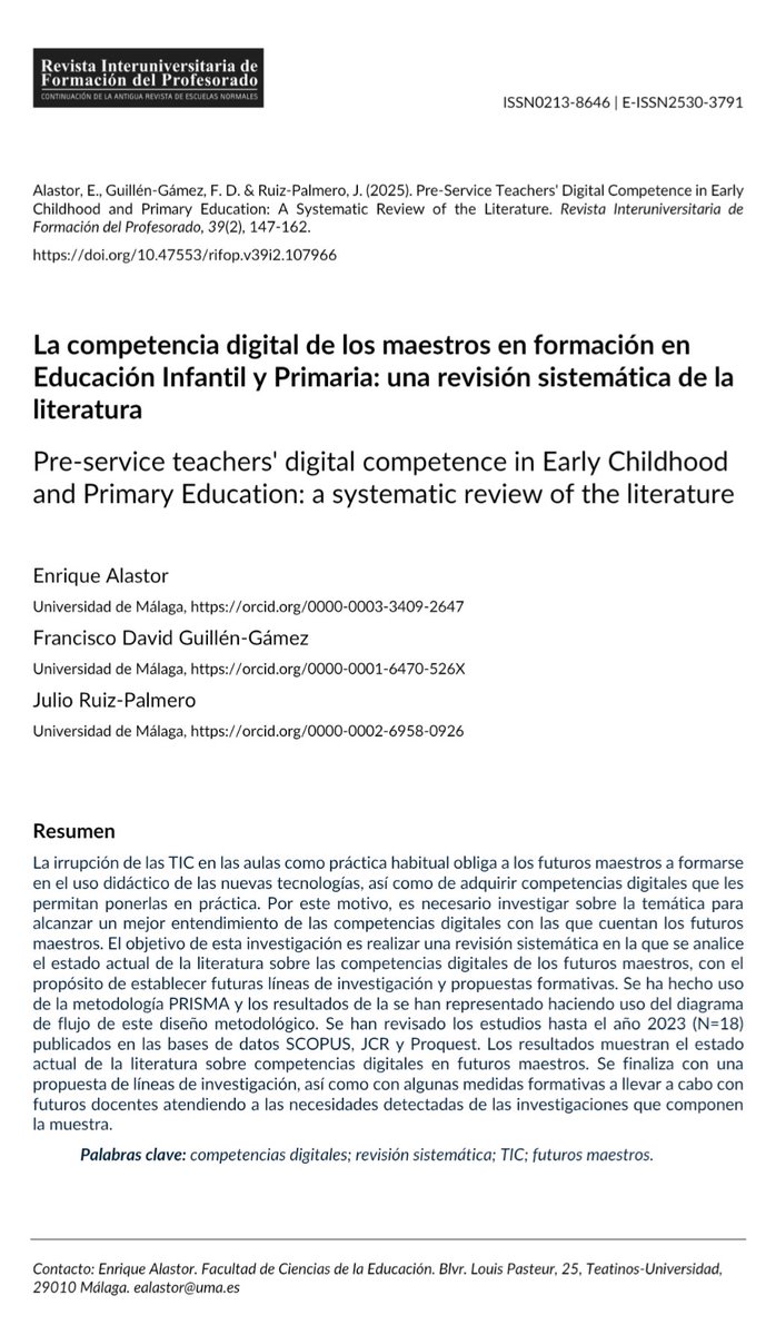 Lectura para la playa 😝doi.org/10.47553/rifop… #RIFOP #competenciadigital #maestros #Universidad