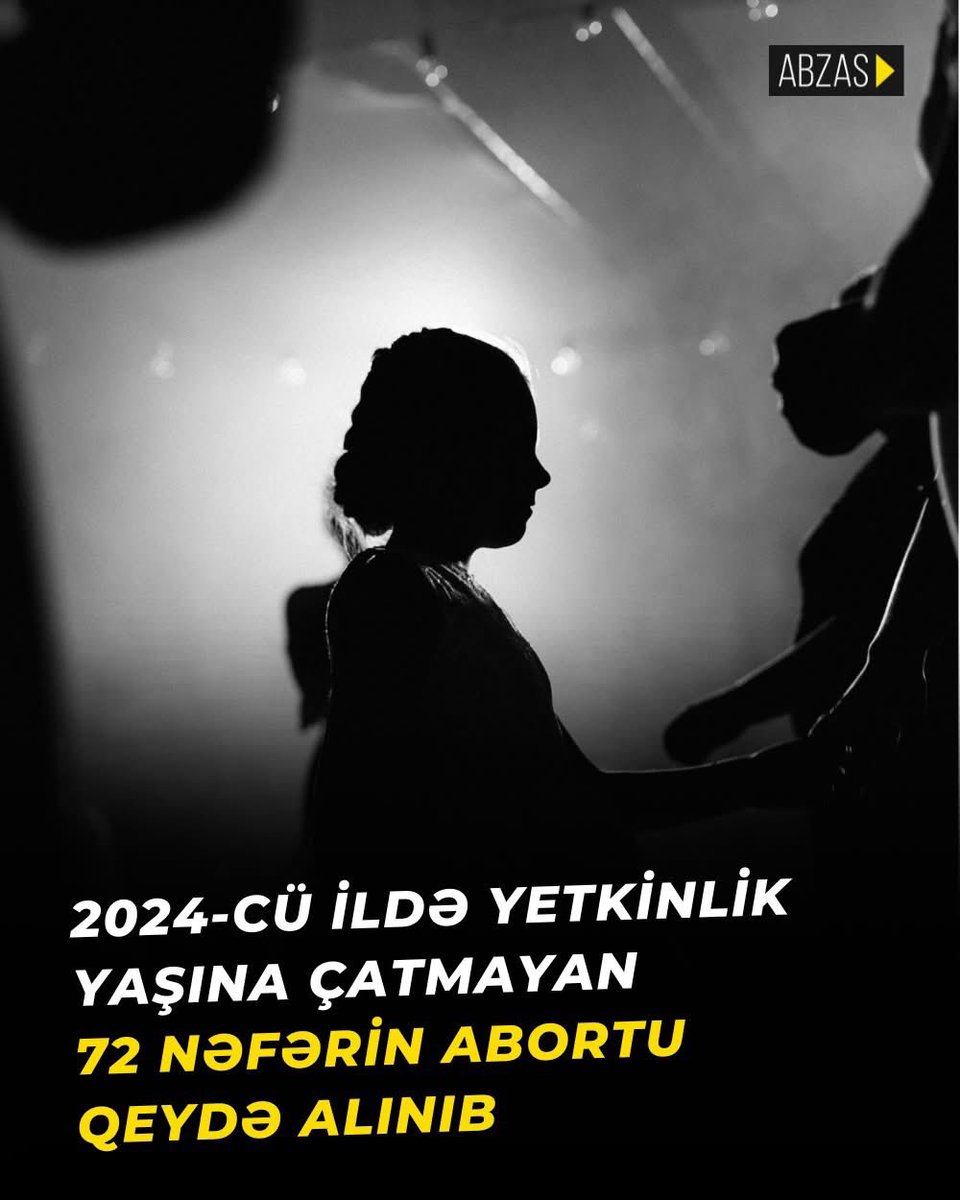 2024-cü ildə Azərbaycanda 78 245 abort qeydə alınıb.

"APA"nın məlumatına görə, bu rəqəmlər “Azərbaycanda səhiyyə, sosial müdafiə və mənzil şəraiti” adlı statistik məcmuədə yer alıb.

Rəsmi statistikaya əsasən, abort üçün müraciət edənlərdən 72 nəfər 15–17 yaş qrupunda, 2 679
