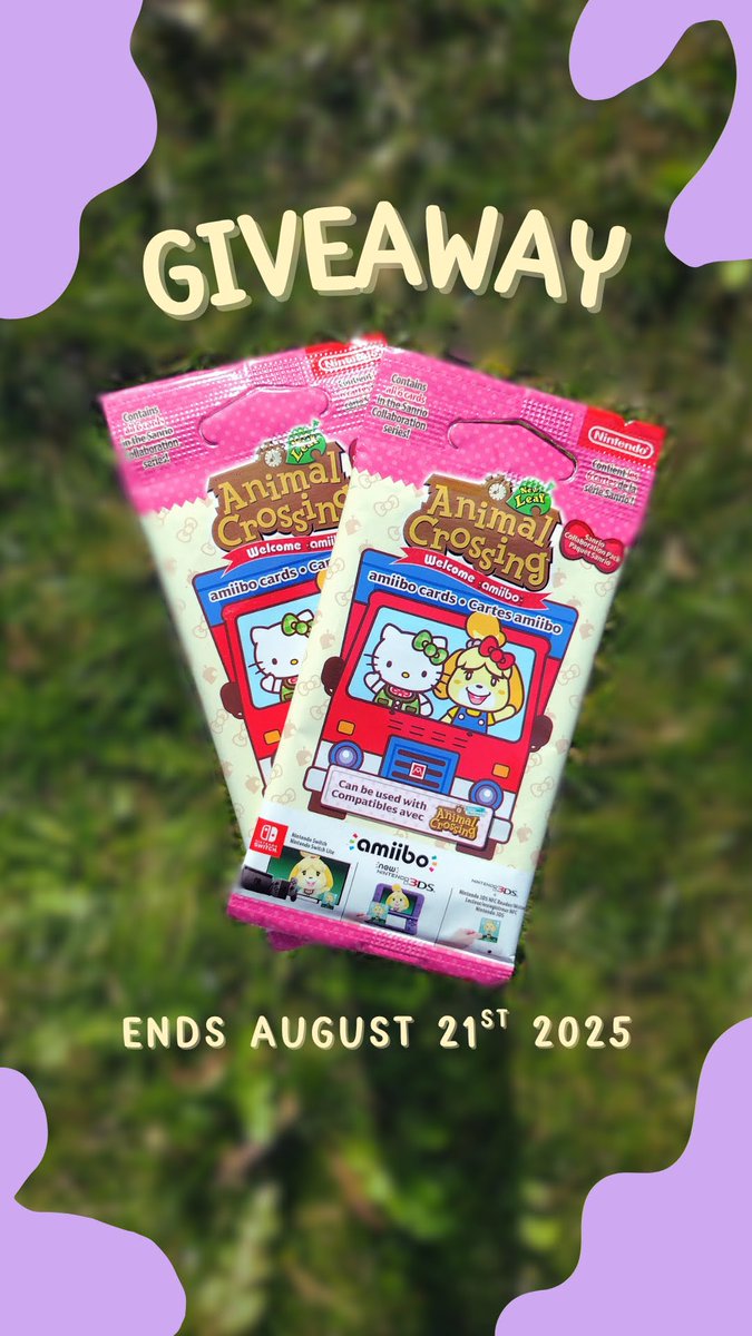 To all my Animal Crossing peeps, I'm running a short giveaway on my TikTok page! Two people will have the chance to get the AC x Sanrio Collab Amiibo cards.

All rules, guidelines etc are in the caption 🩷🌿

vm.tiktok.com/ZNHscrY6nK7cN-…