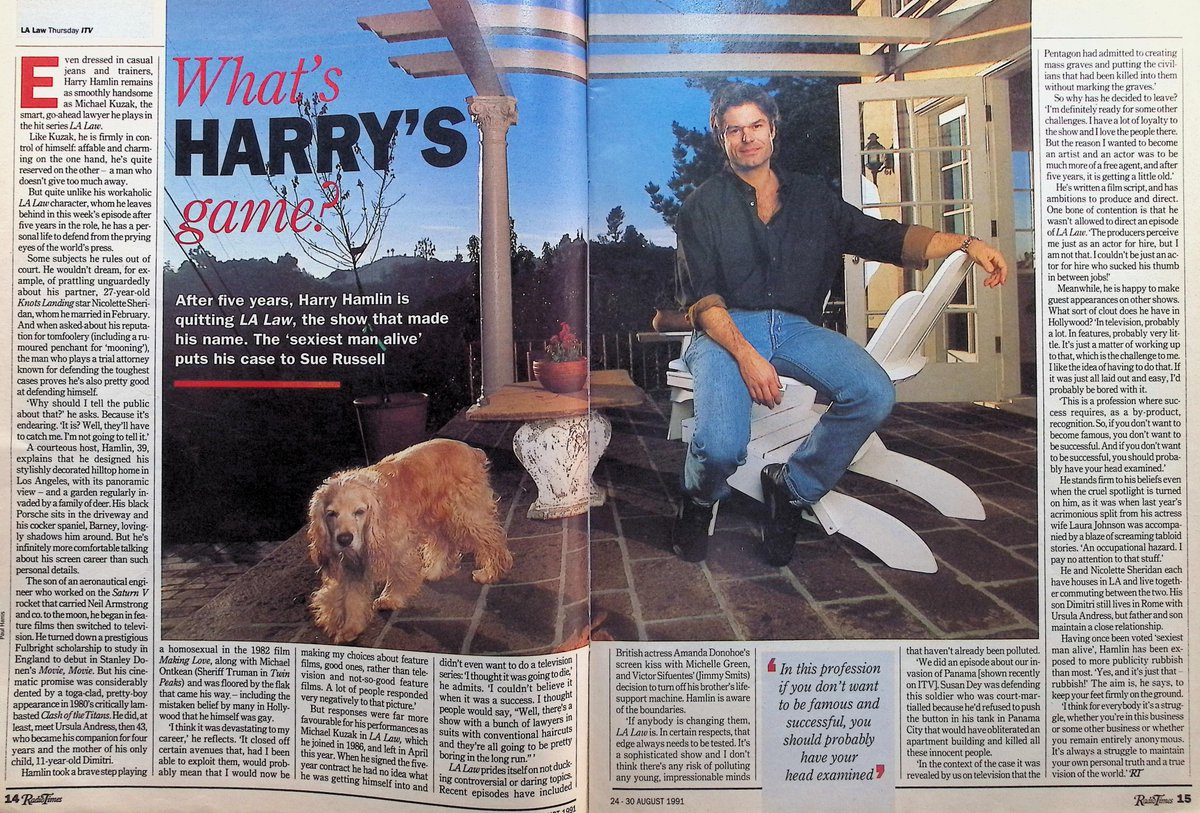 TvDidYouSee's tweet photo. #OnThisDay 29 August 1991 πΊTV Listings
"sexiest man alive" #HarryHamlin is set to quit LA LAW.
Sharon's off to the employment tribunal in #EastEnders.
#PaulaTilbrook stars in Play On One: EFFIE'S BURNING.
#LisaMaxwell enters the modelling world in THE LISA MAXWELL SHOW. https://t.co/s2mPDvbPmz